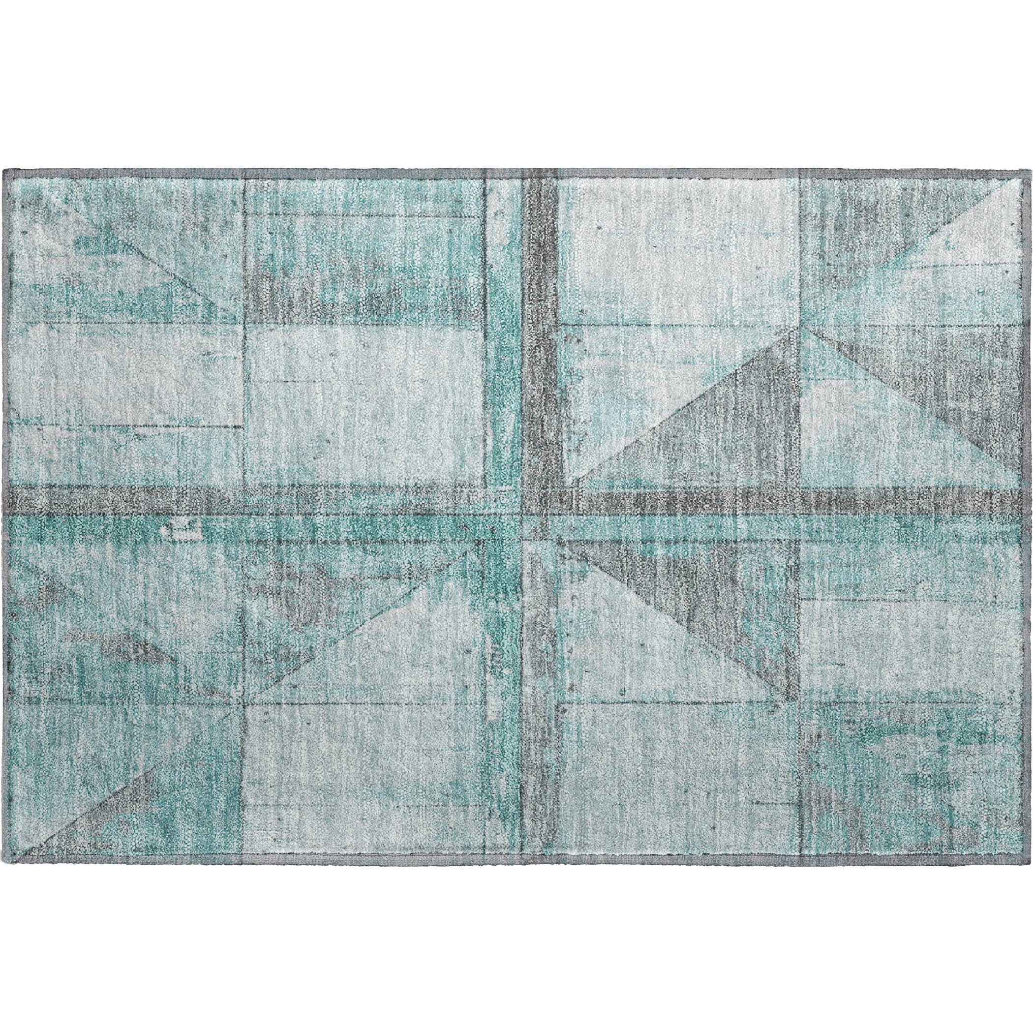 Rome Machine Washable Transitional Teal Rug 1'8" x 2'6" #shape_Rectangle