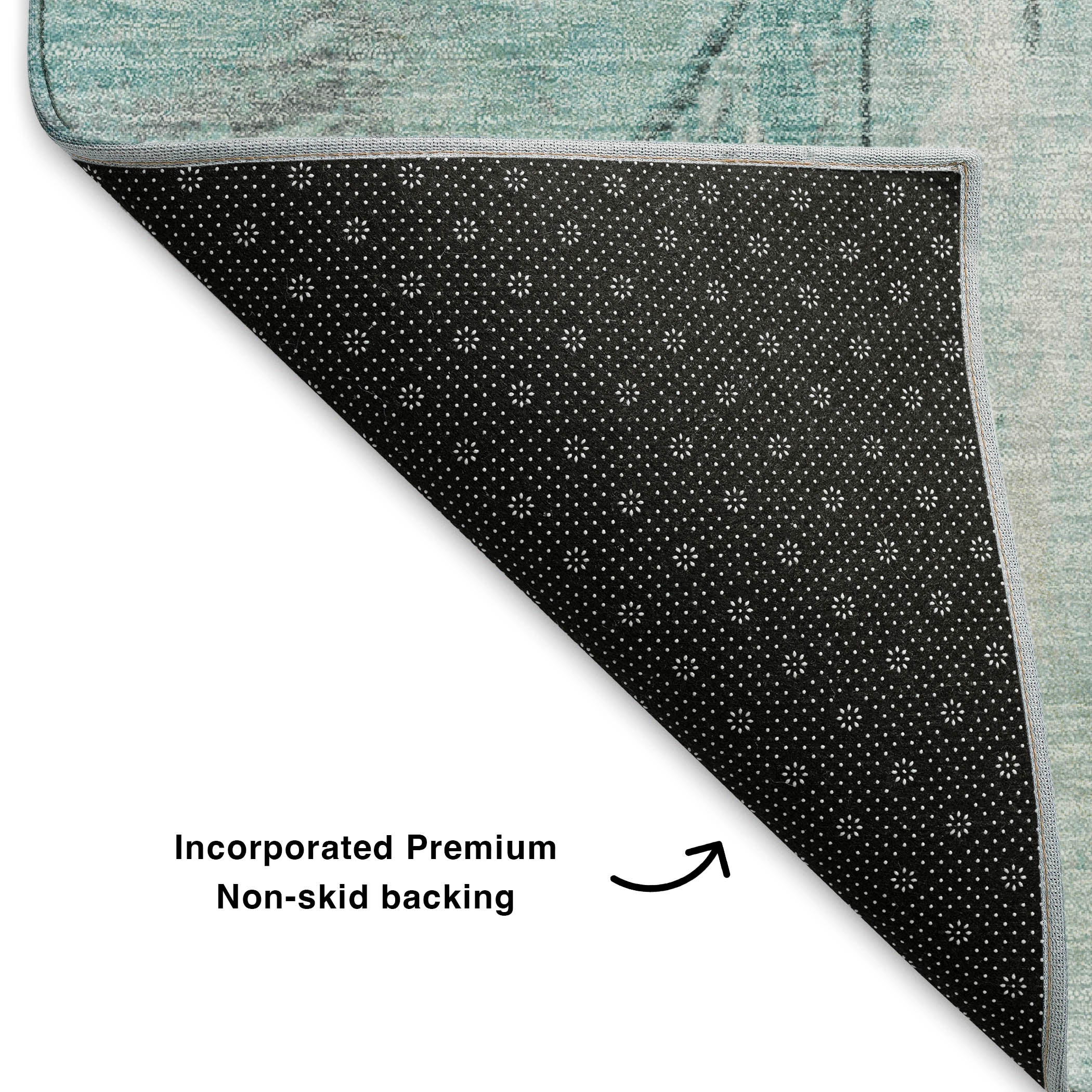 Rome Machine Washable Transitional Teal Rug 1'8" x 2'6" #shape_Rectangle