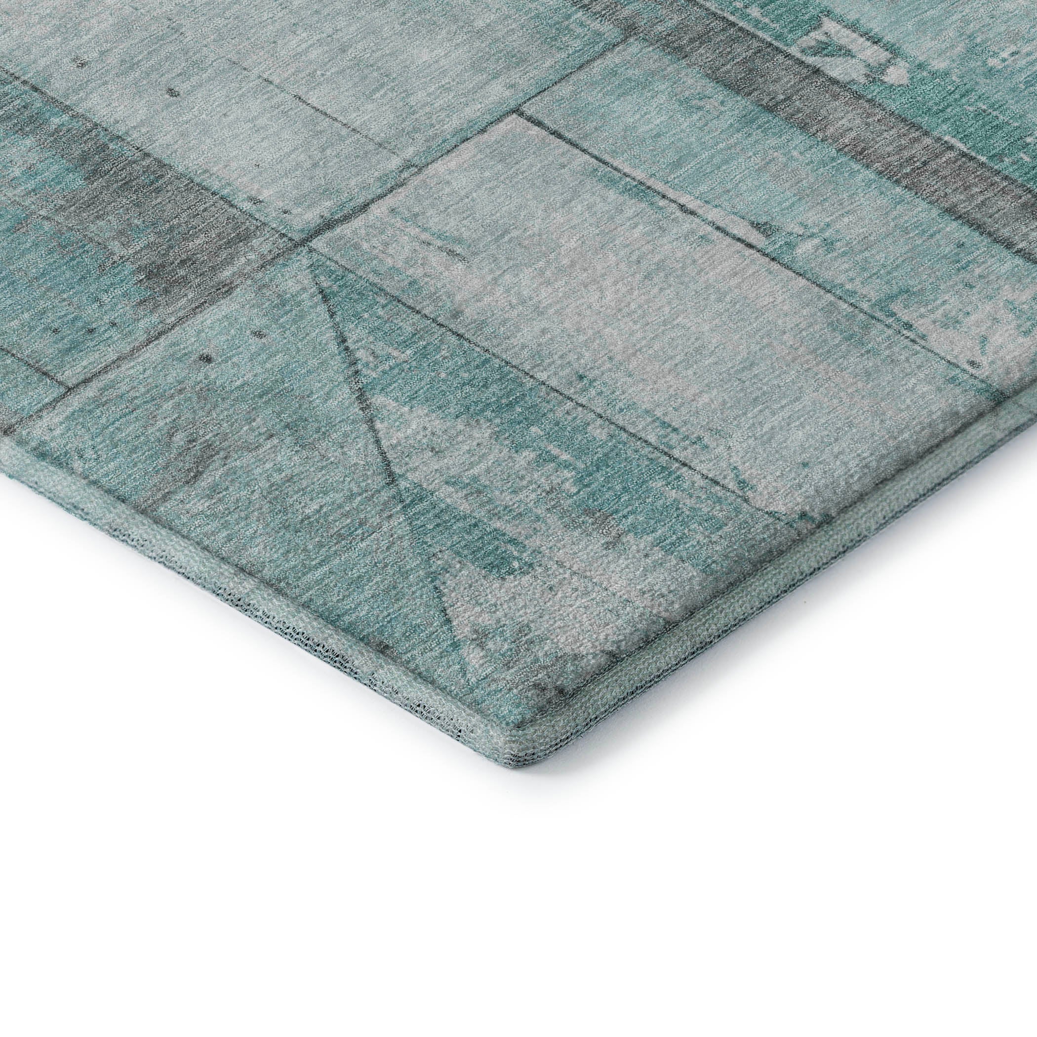 Rome Machine Washable Transitional Teal Rug 1'8" x 2'6" #shape_Rectangle