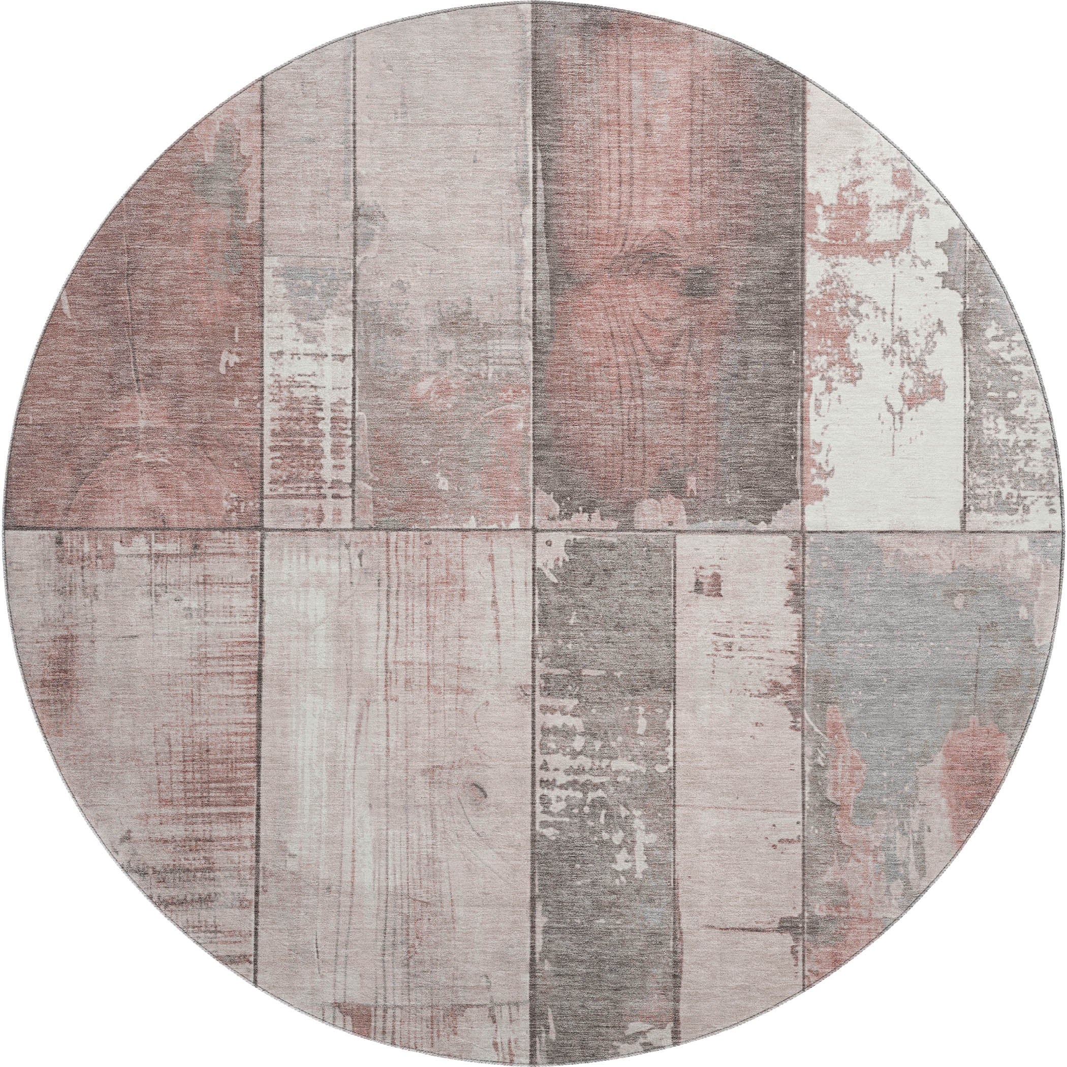 Santorini Machine Washable Transitional Copper Orange Rug 8' x 8' #shape_Round