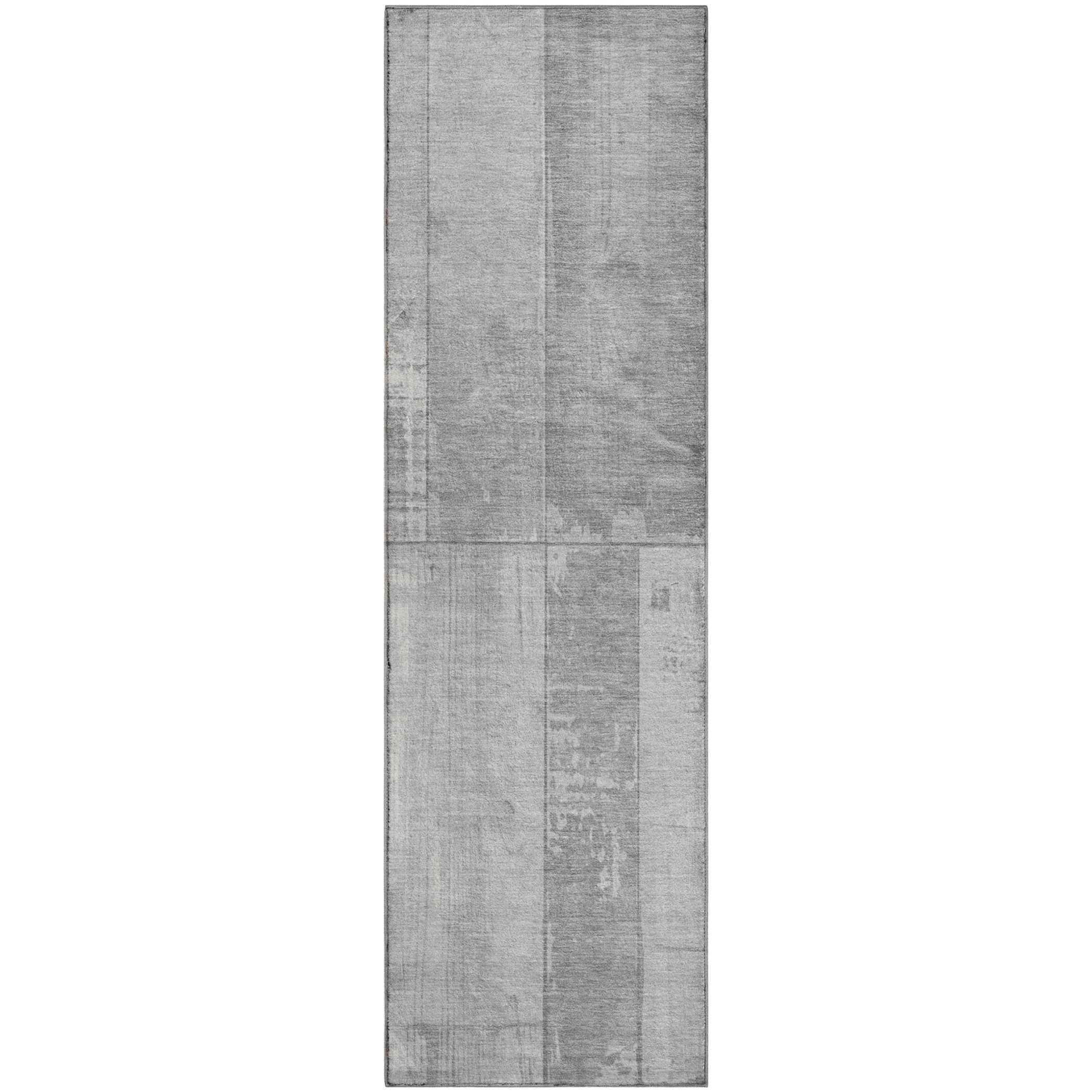 Santorini Machine Washable Transitional Gray Rug 2'3" x 7'6" #shape_Runner
