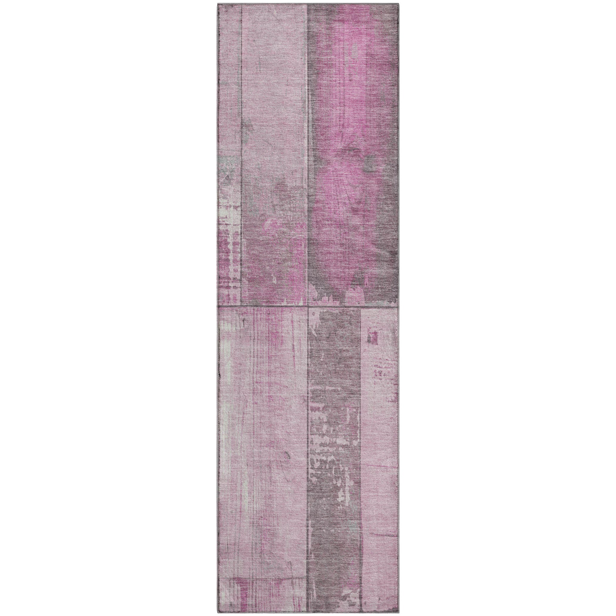 Santorini Machine Washable Transitional Pink Rug 2'3" x 7'6" #shape_Runner