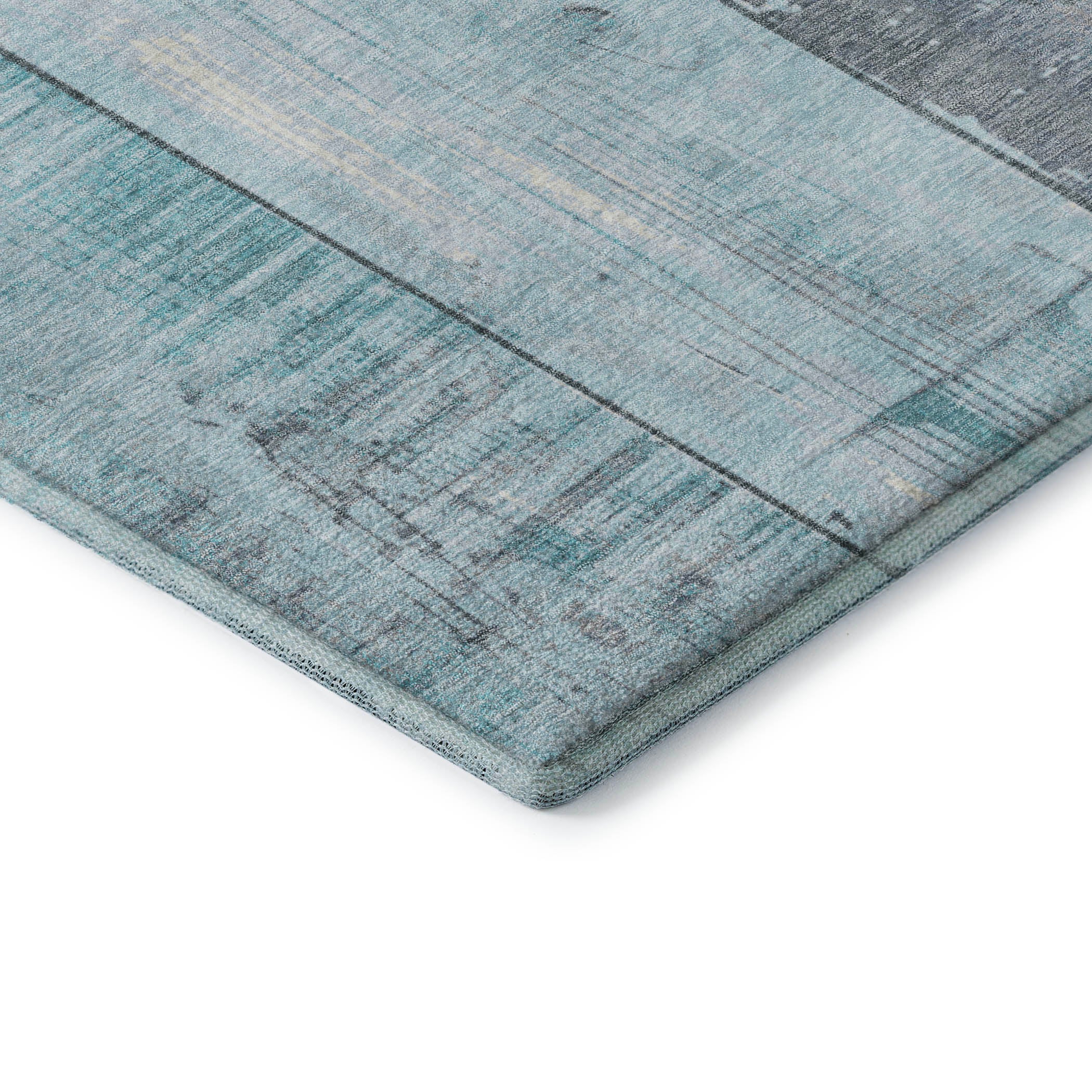 Santorini Machine Washable Transitional Teal Rug 1'8" x 2'6" #shape_Rectangle