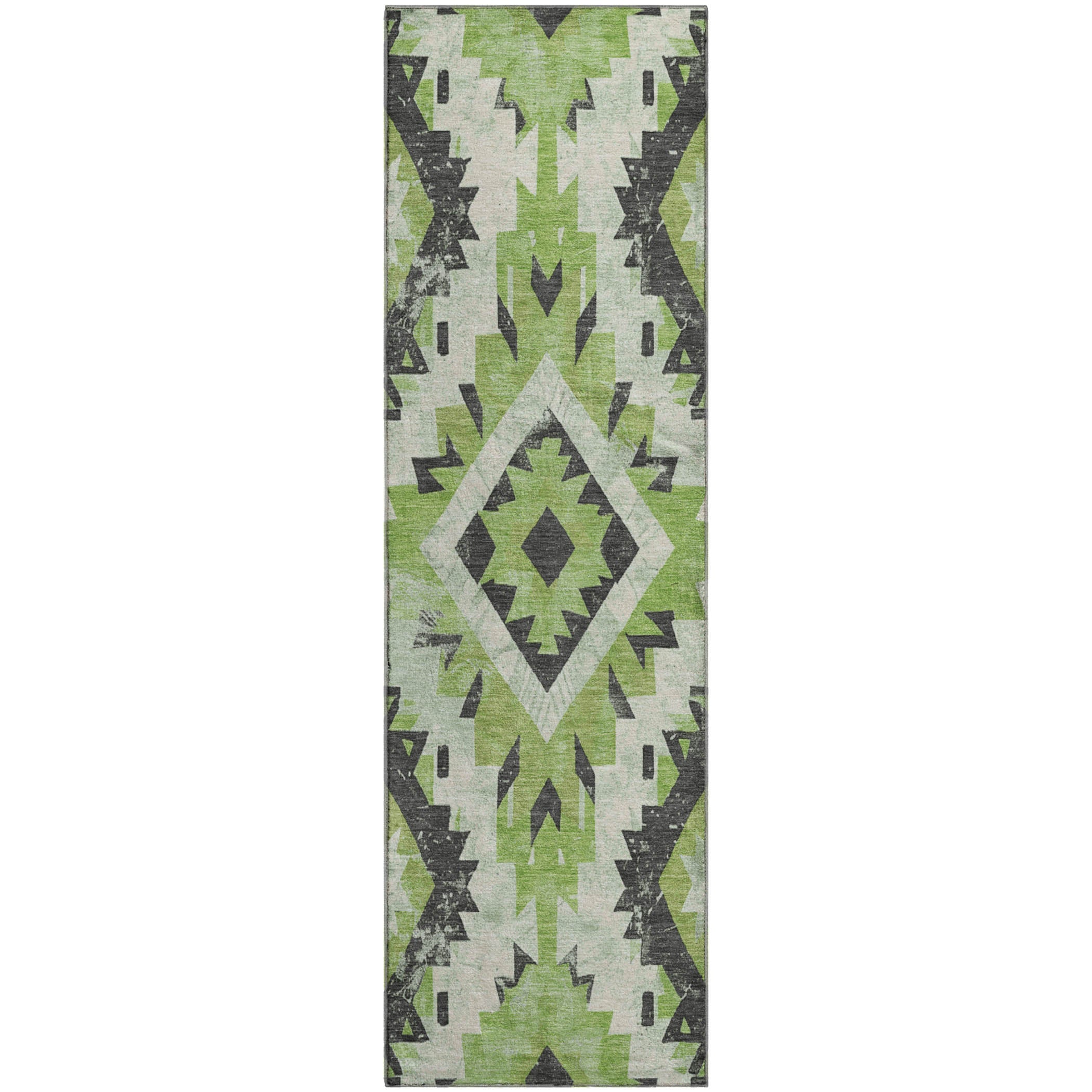 Reykjavik Machine Washable Transitional Aloe Green Rug 2'3" x 7'6" #shape_Runner