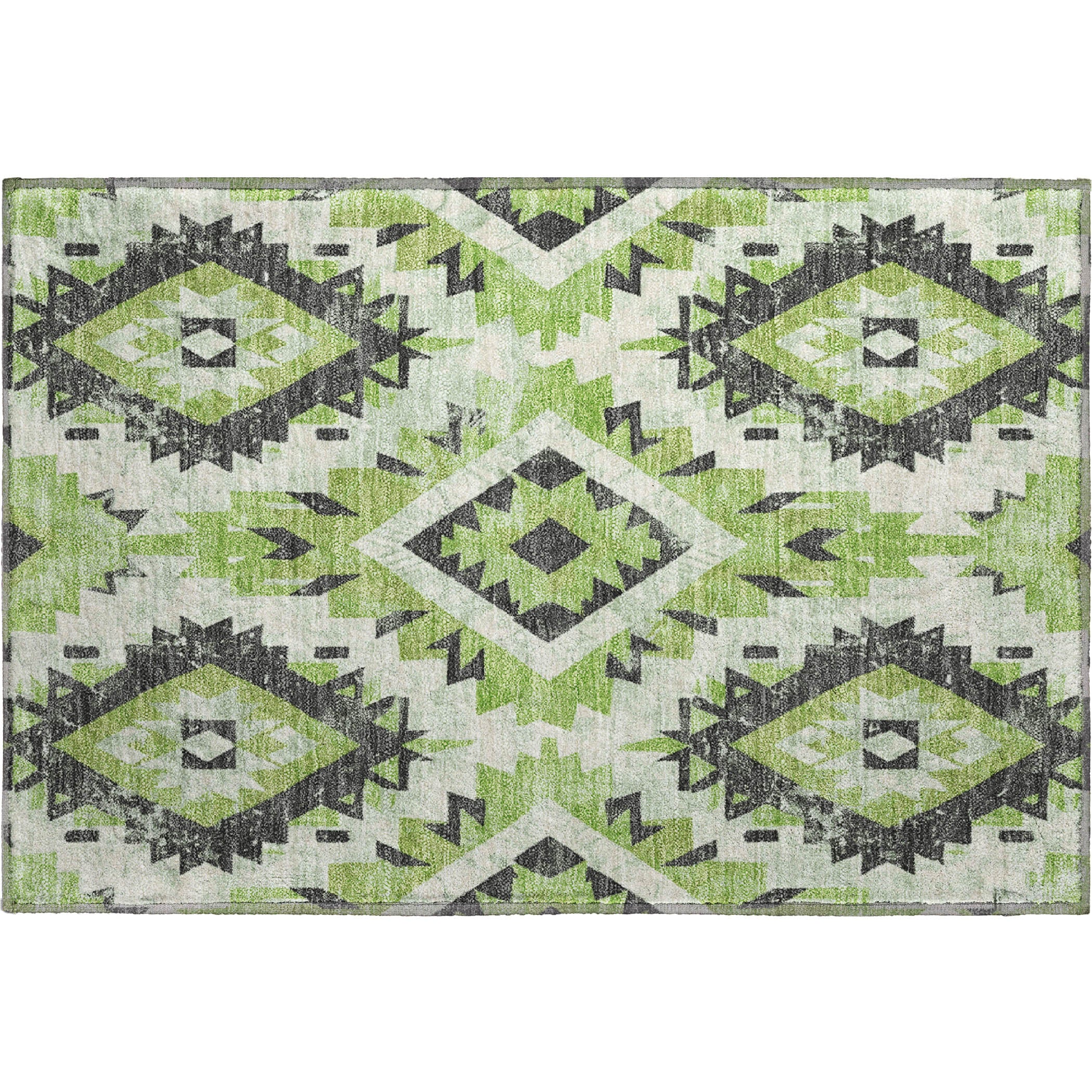 Reykjavik Machine Washable Transitional Aloe Green Rug 1'8" x 2'6" #shape_Rectangle