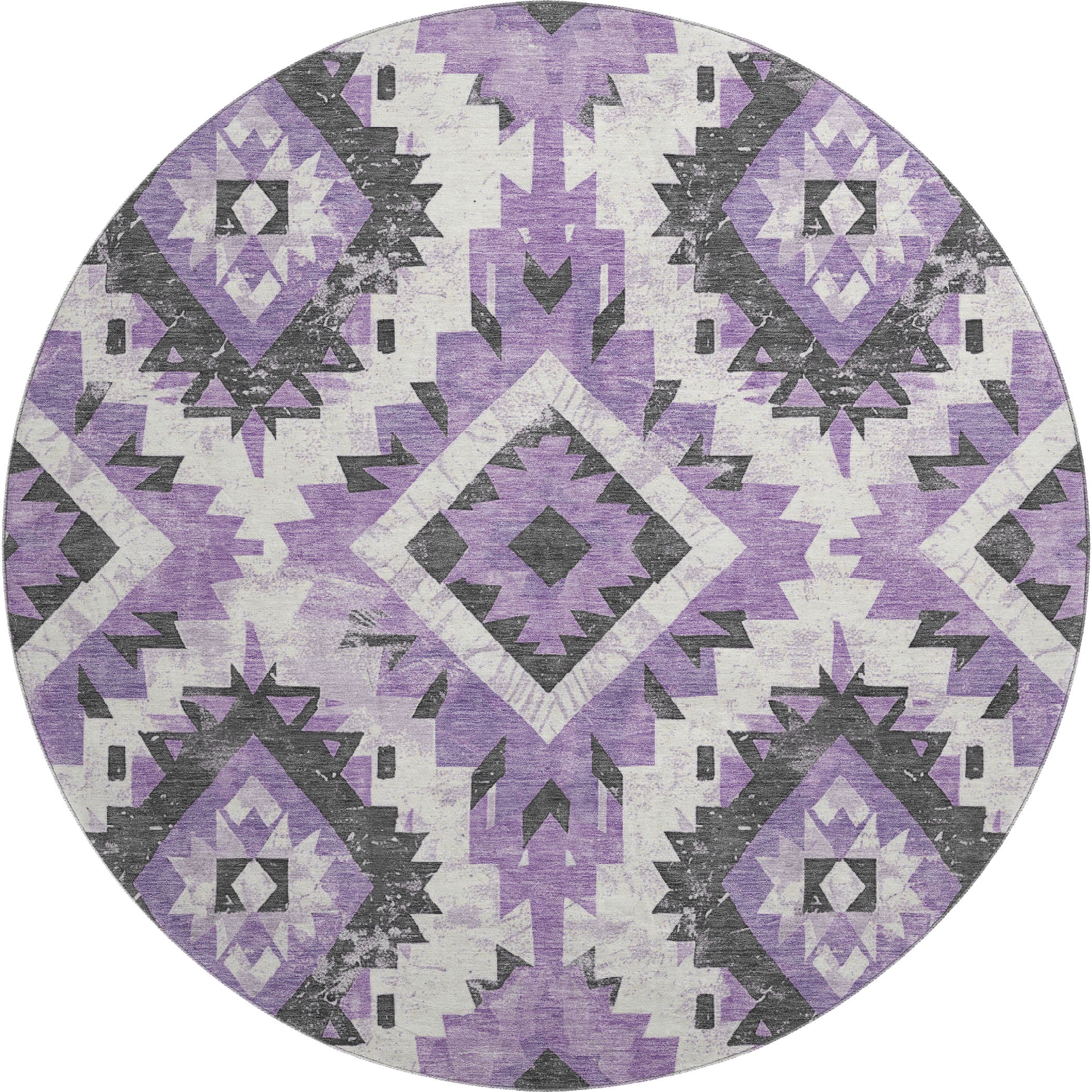 Reykjavik Machine Washable Transitional Purple Rug 8' x 8' #shape_Round