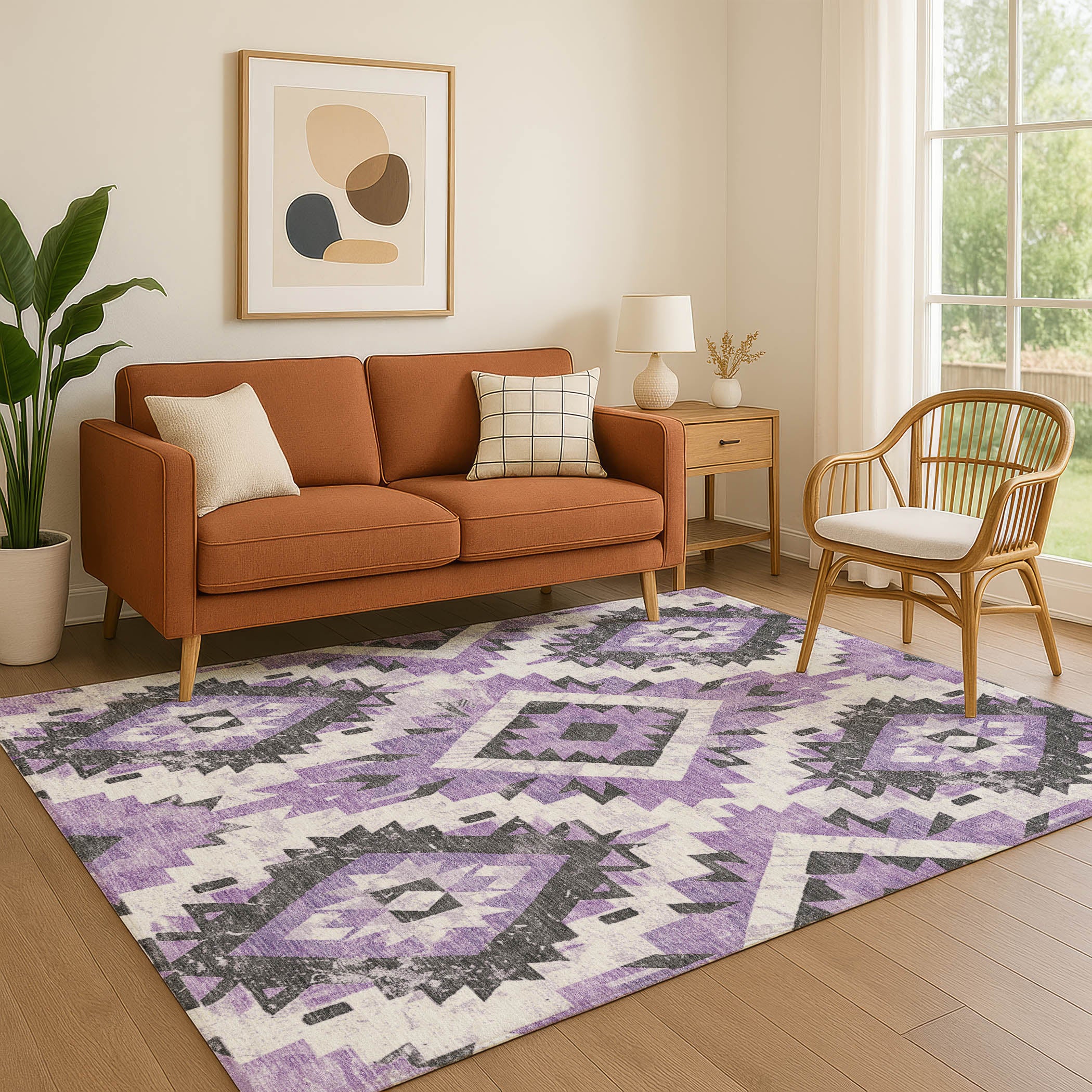 Reykjavik Machine Washable Transitional Purple Rug 2'6" x 3'10" #shape_Rectangle