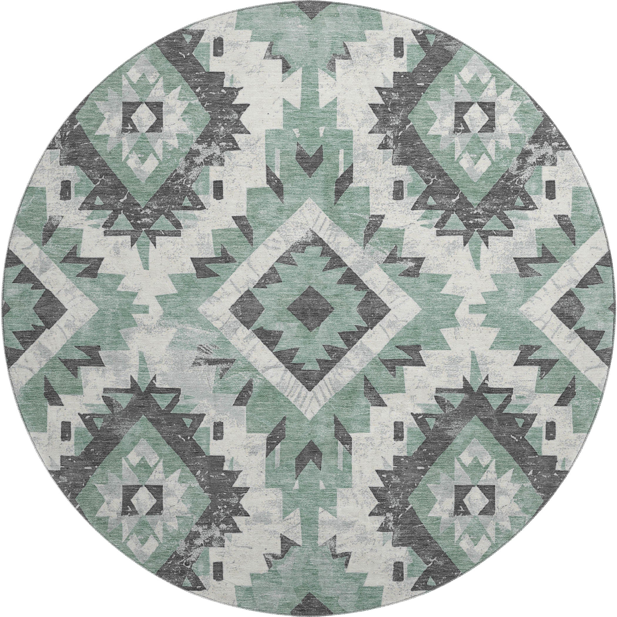 Reykjavik Machine Washable Transitional Seafoam Blue Rug 8' x 8' #shape_Round