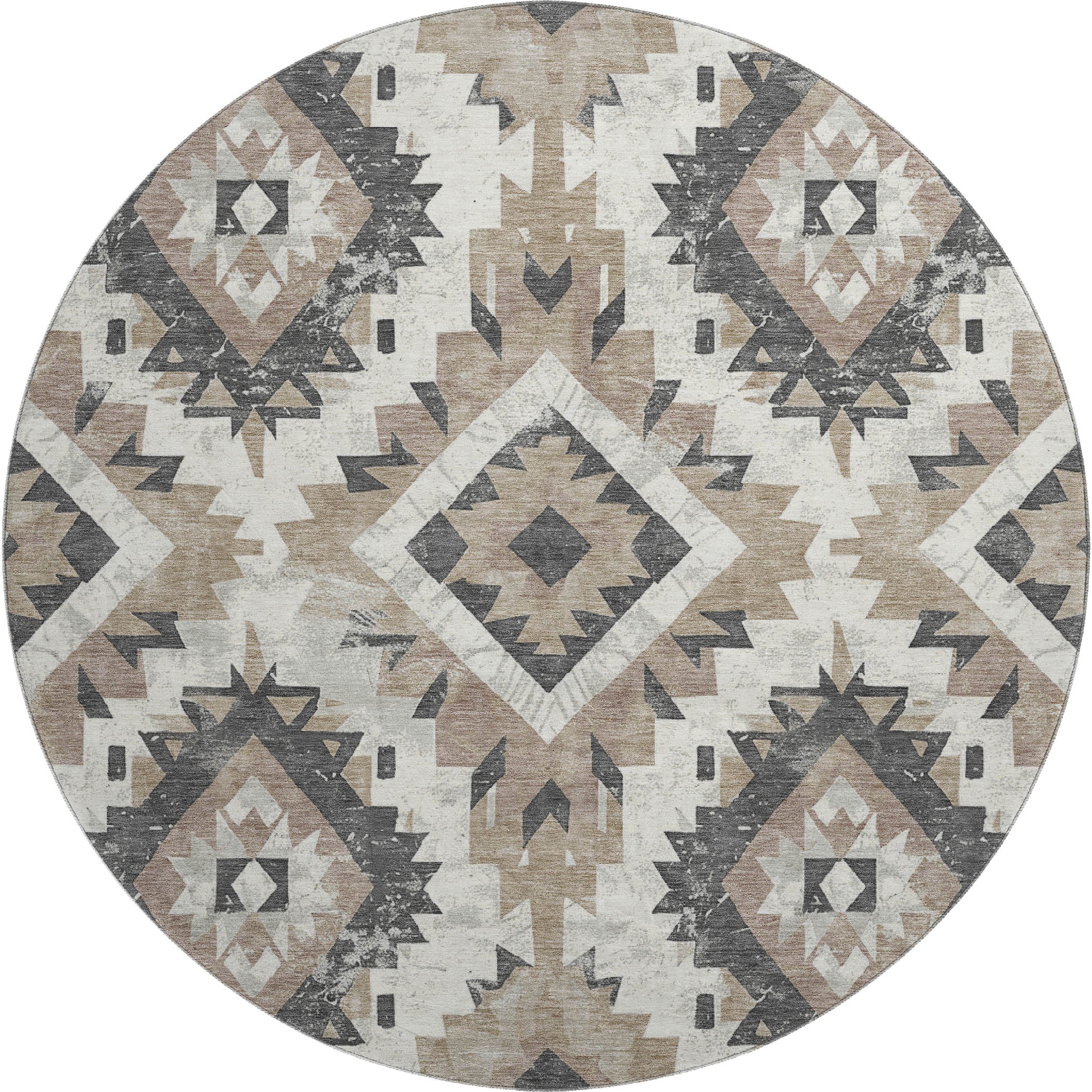 Reykjavik Machine Washable Transitional Taupe Brown Rug 8' x 8' #shape_Round