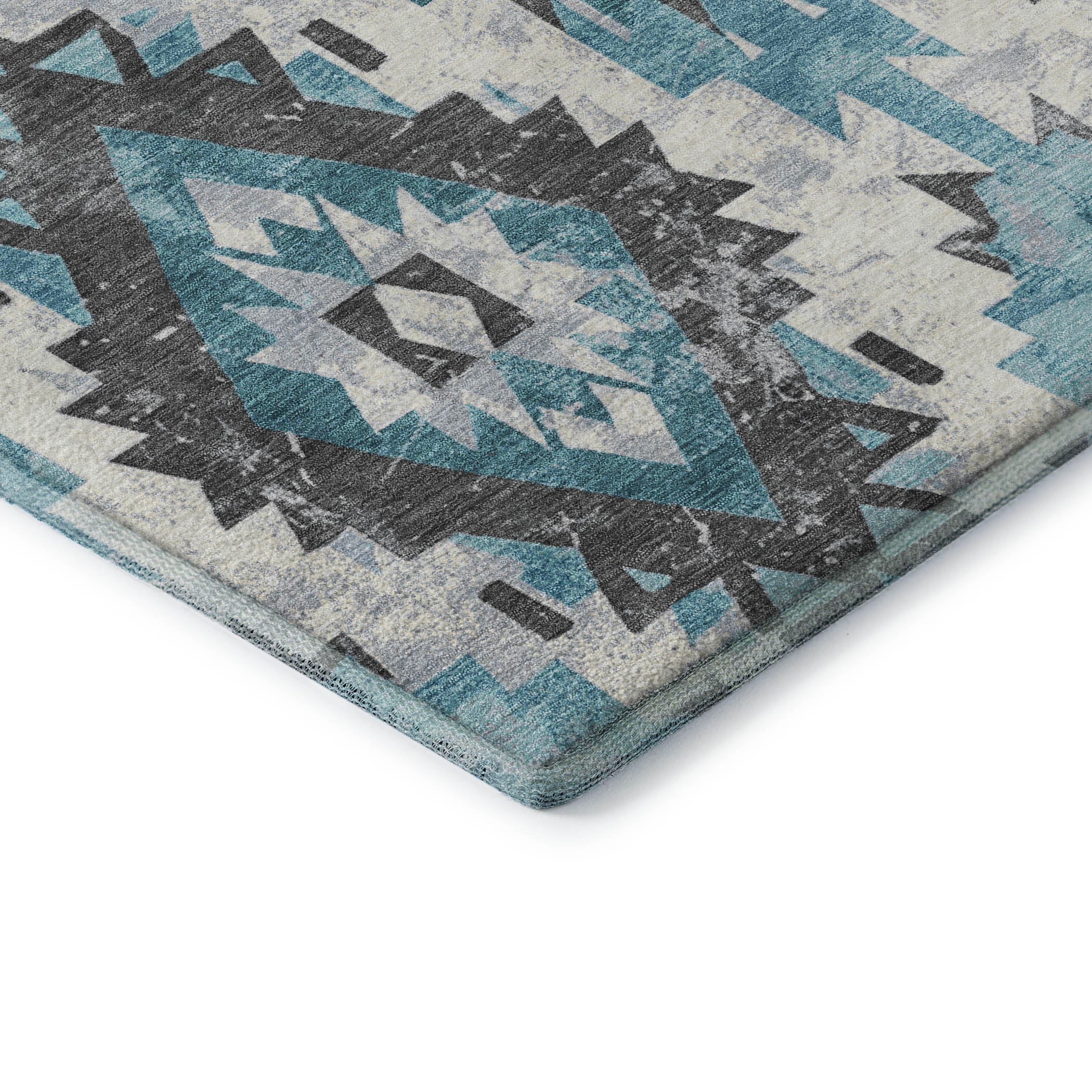 Reykjavik Machine Washable Transitional Teal Rug 1'8" x 2'6" #shape_Rectangle