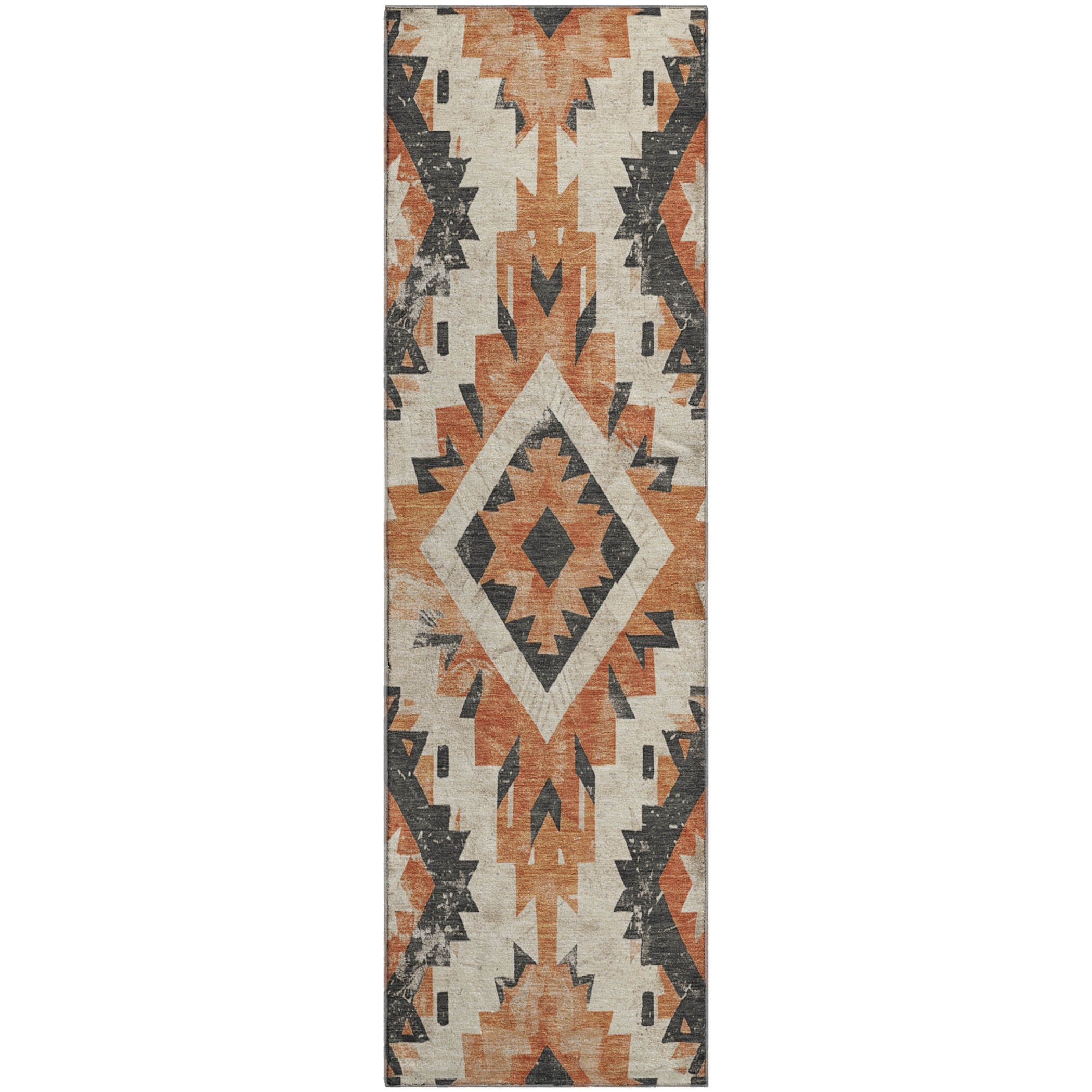 Reykjavik Machine Washable Transitional Terracotta Orange Rug 2'3" x 7'6" #shape_Runner
