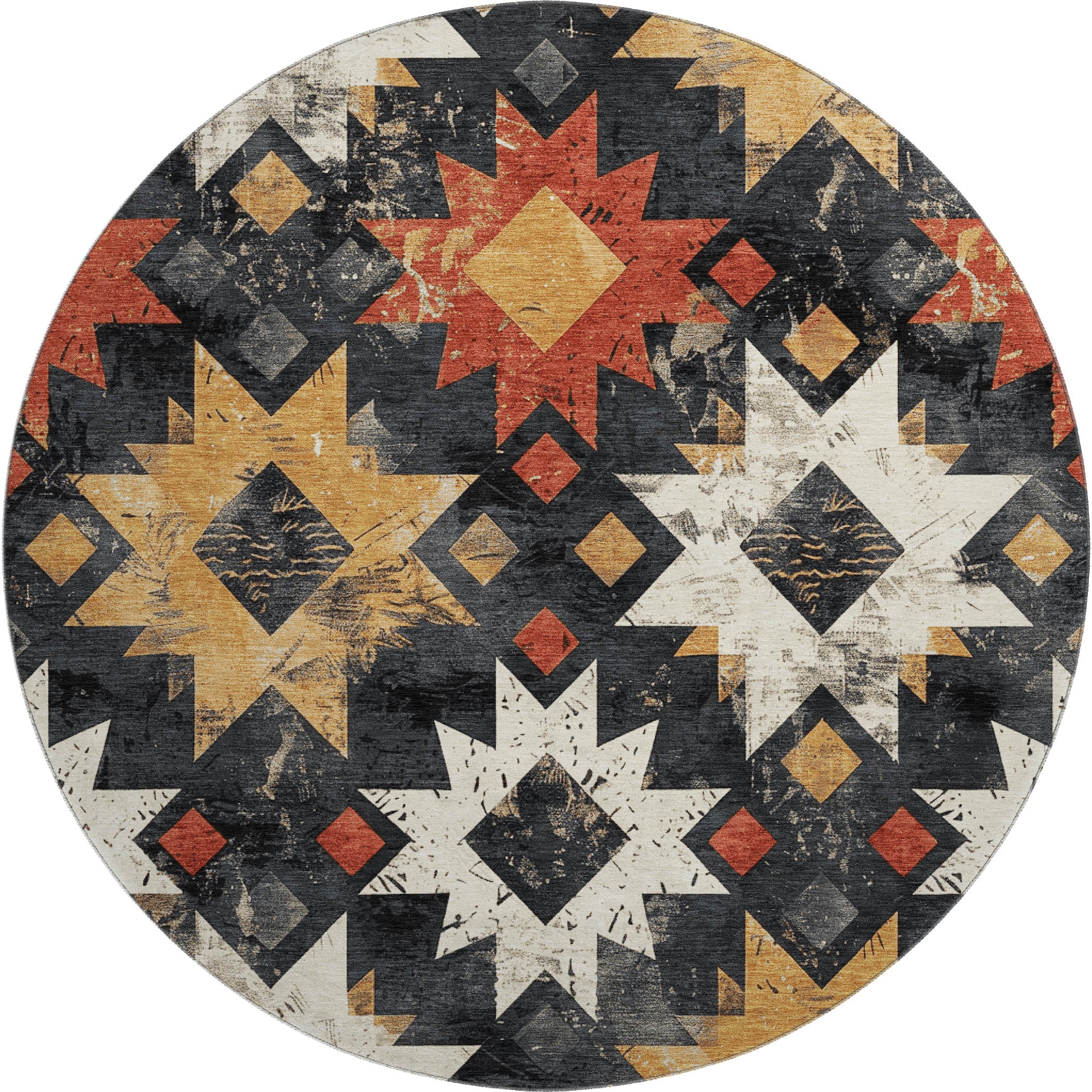 Valletta Machine Washable Transitional Black Rug 8' x 8' #shape_Round