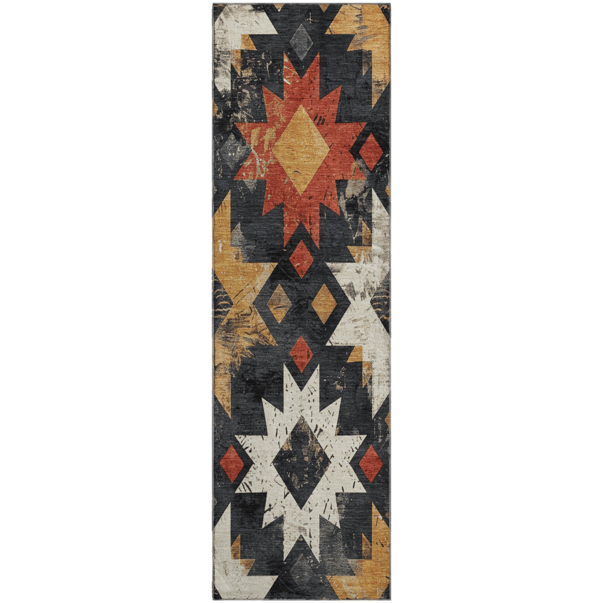 Valletta Machine Washable Transitional Black Rug 2'3" x 7'6" #shape_Runner
