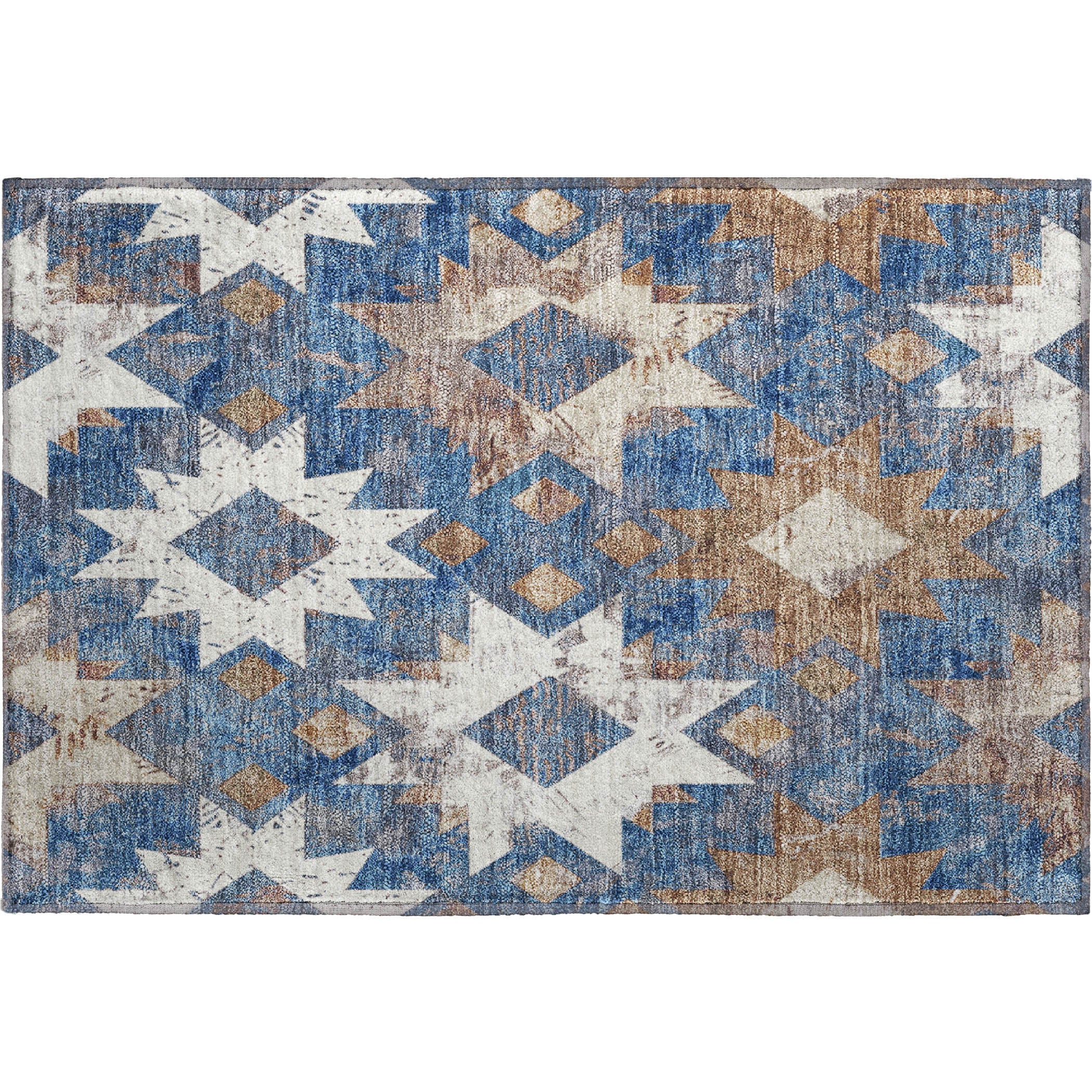 Valletta Machine Washable Transitional Blue Rug 1'8" x 2'6" #shape_Rectangle