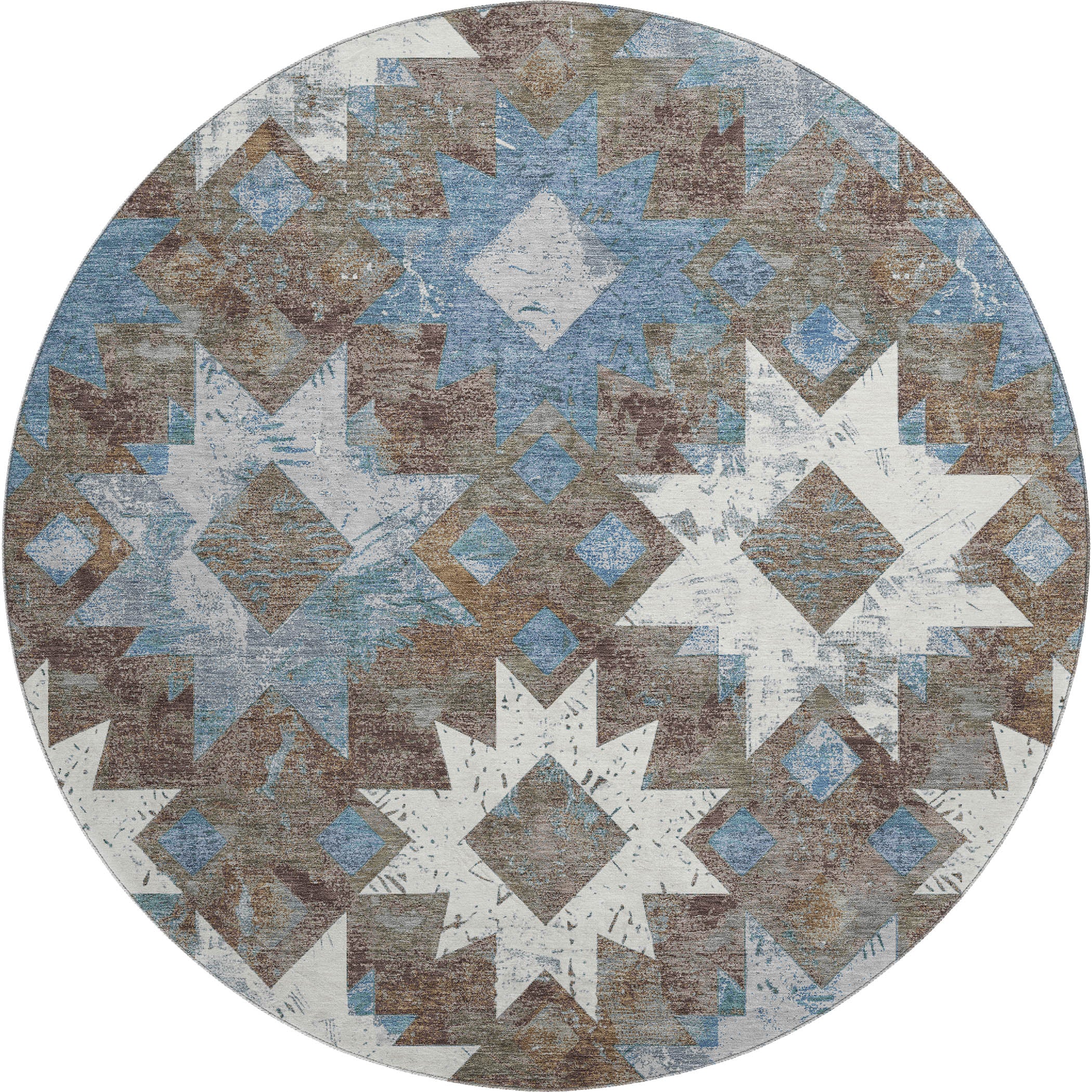 Valletta Machine Washable Transitional Brown Rug 8' x 8' #shape_Round