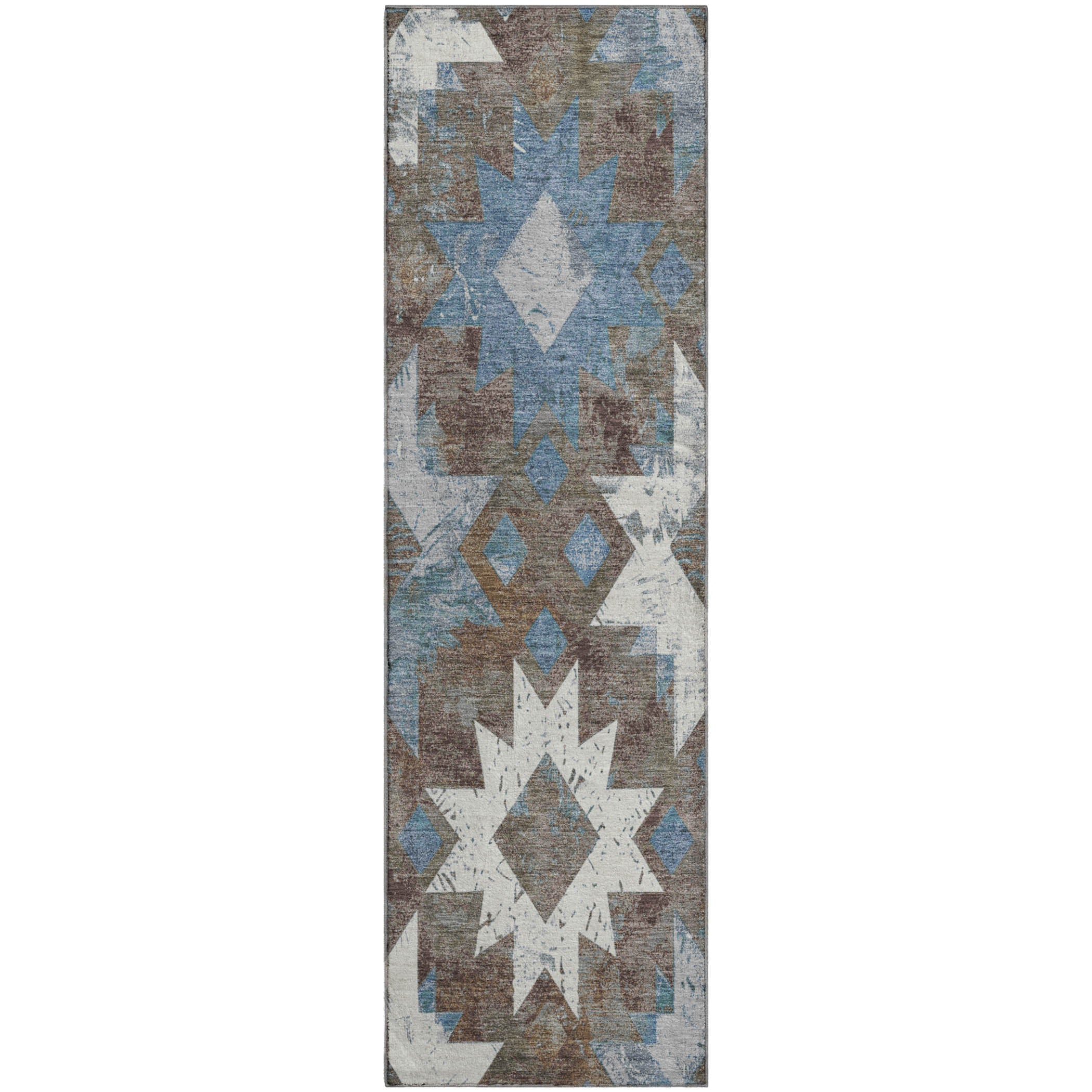 Valletta Machine Washable Transitional Brown Rug 2'3" x 7'6" #shape_Runner