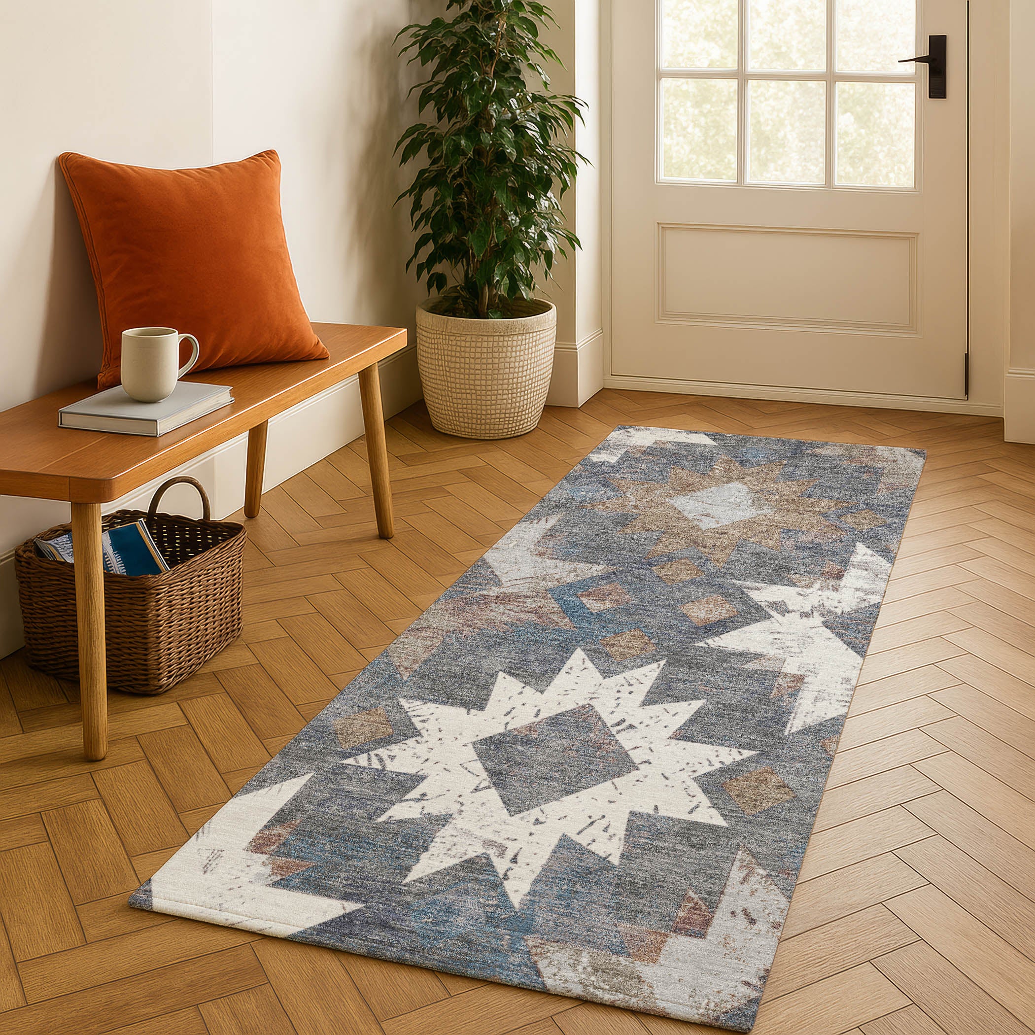 Valletta Machine Washable Transitional Gray Rug 2'3" x 7'6" #shape_Runner
