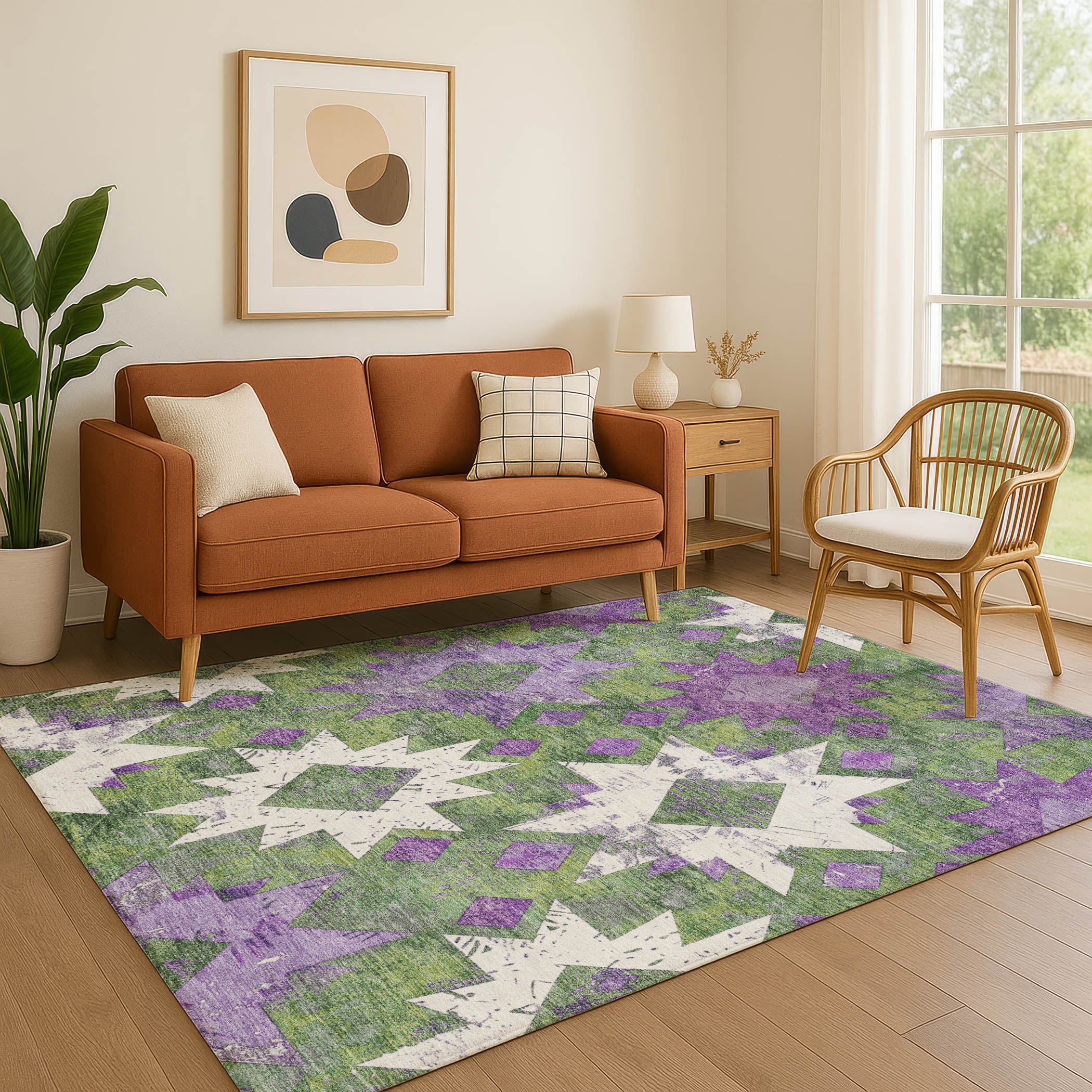 Valletta Machine Washable Transitional Green Rug 2'6" x 3'10" #shape_Rectangle
