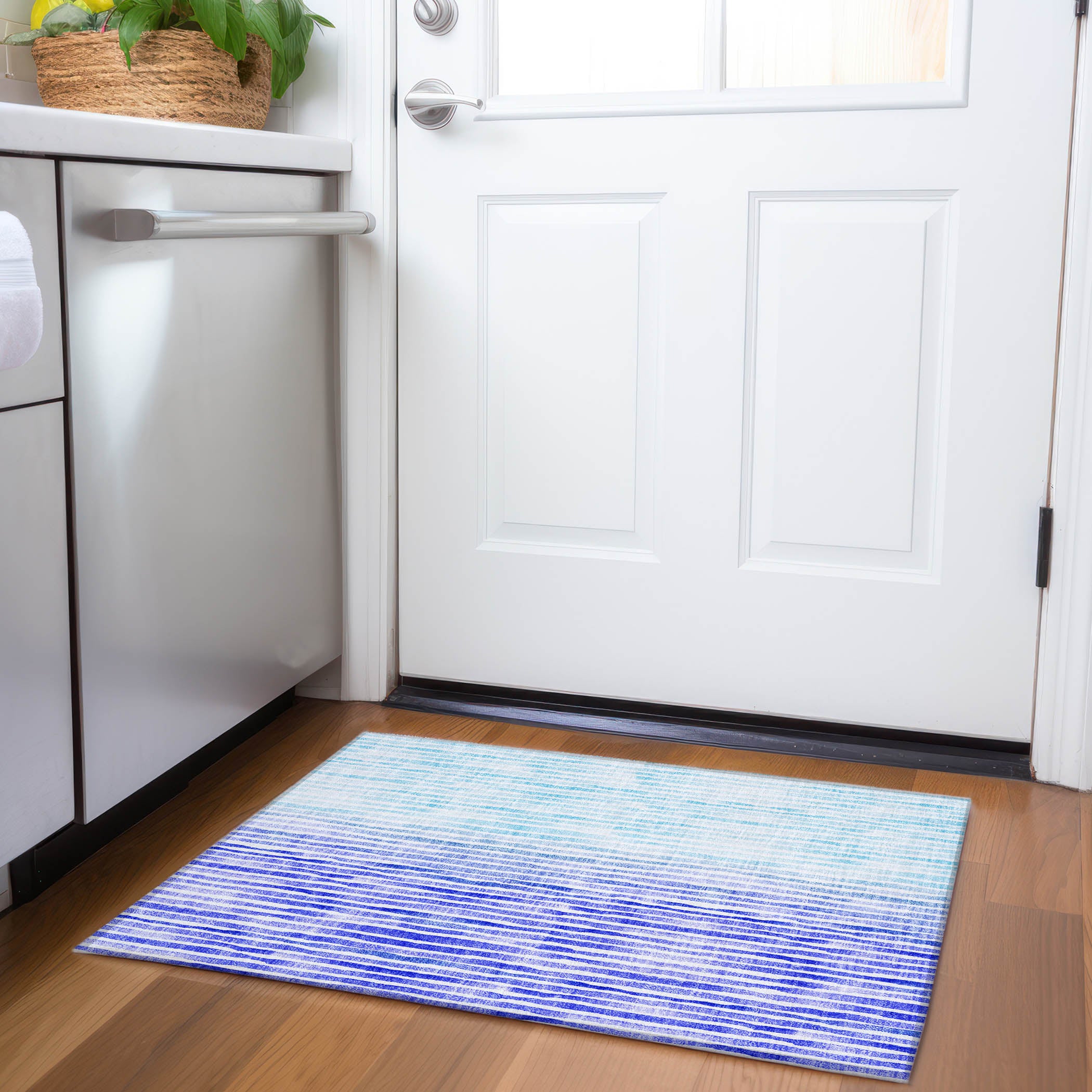 Sarajevo Machine Washable Coastal Blue Rug 1'8" x 2'6" #shape_Rectangle