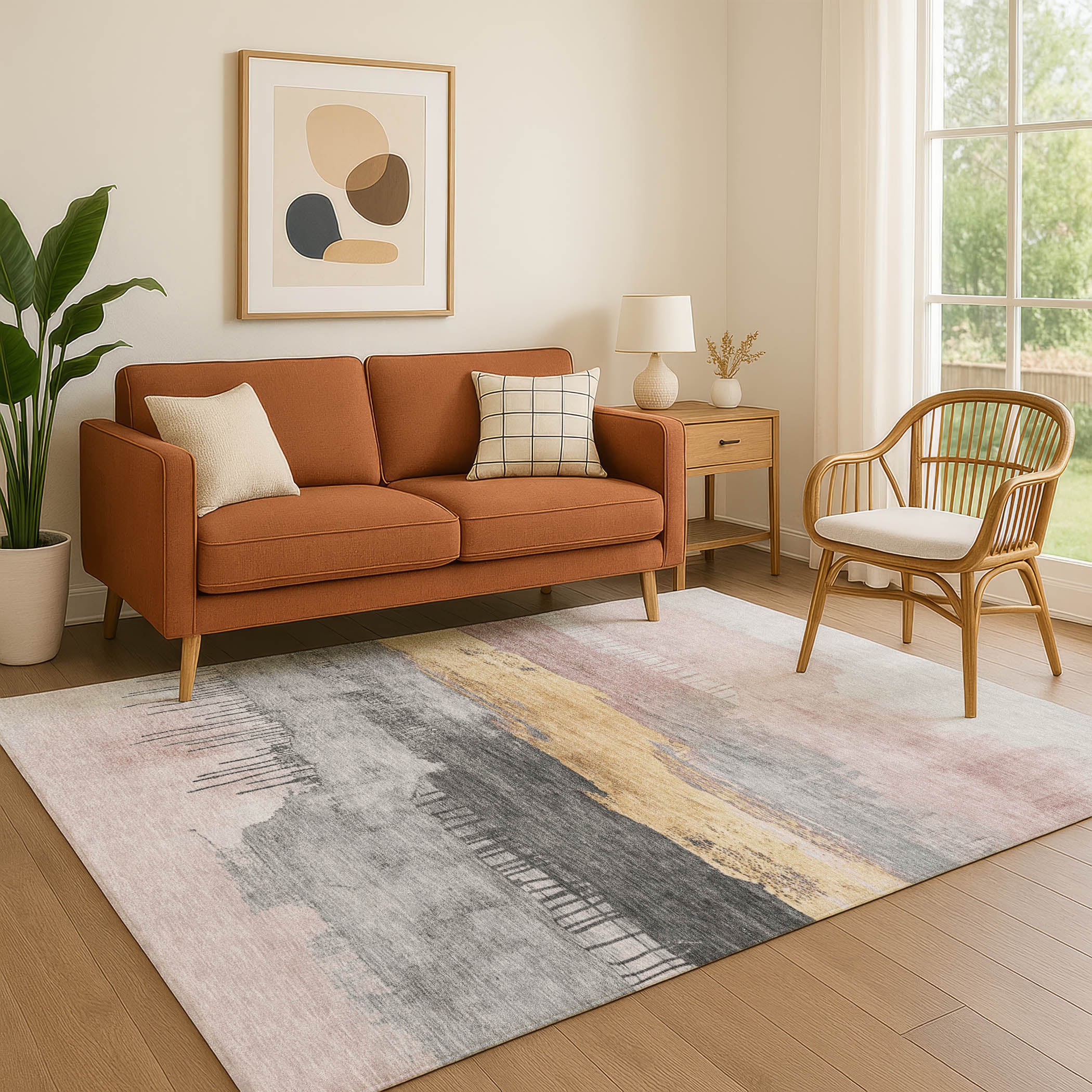 Salzburg Machine Washable Transitional Blush Pink Rug 2'6" x 3'10" #shape_Rectangle