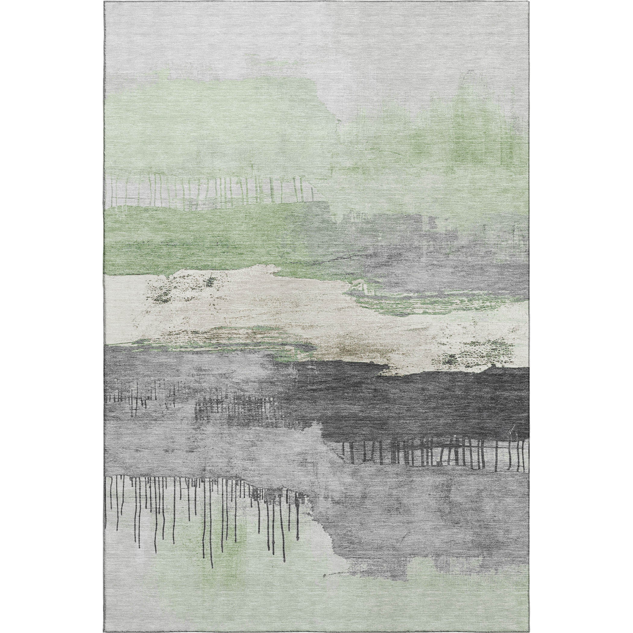 Salzburg Machine Washable Transitional Mint Green Rug 2'6" x 3'10" #shape_Rectangle
