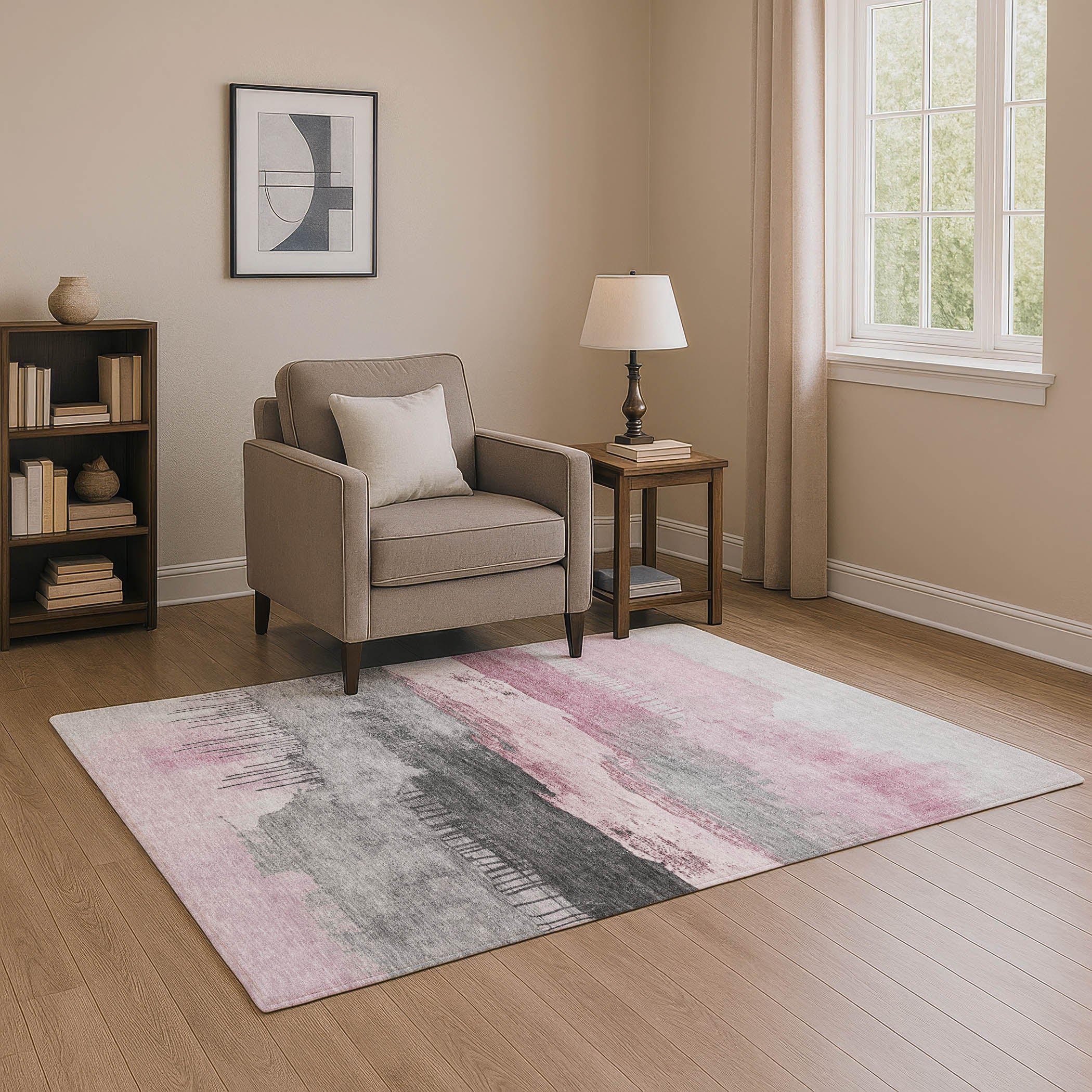 Salzburg Machine Washable Transitional Pink Rug 2'6" x 3'10" #shape_Rectangle