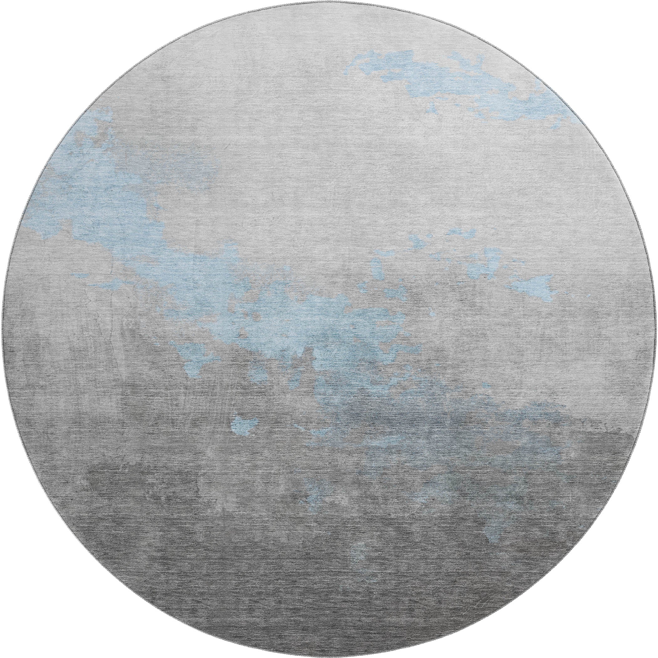 Cartagena Machine Washable Transitional Blue Rug 8' x 8' #shape_Round