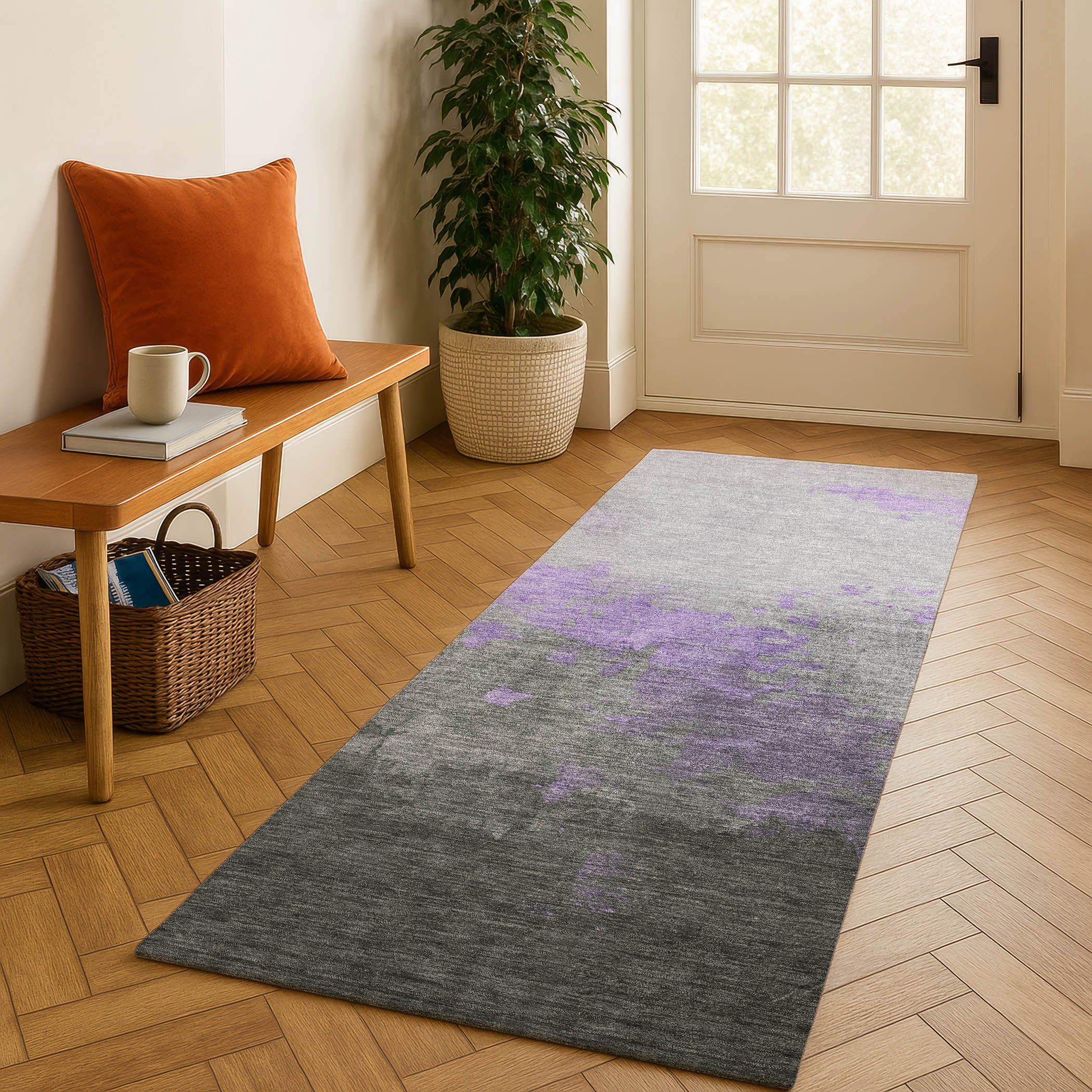 Cartagena Machine Washable Transitional Lavender Purple Rug 2'3" x 7'6" #shape_Runner