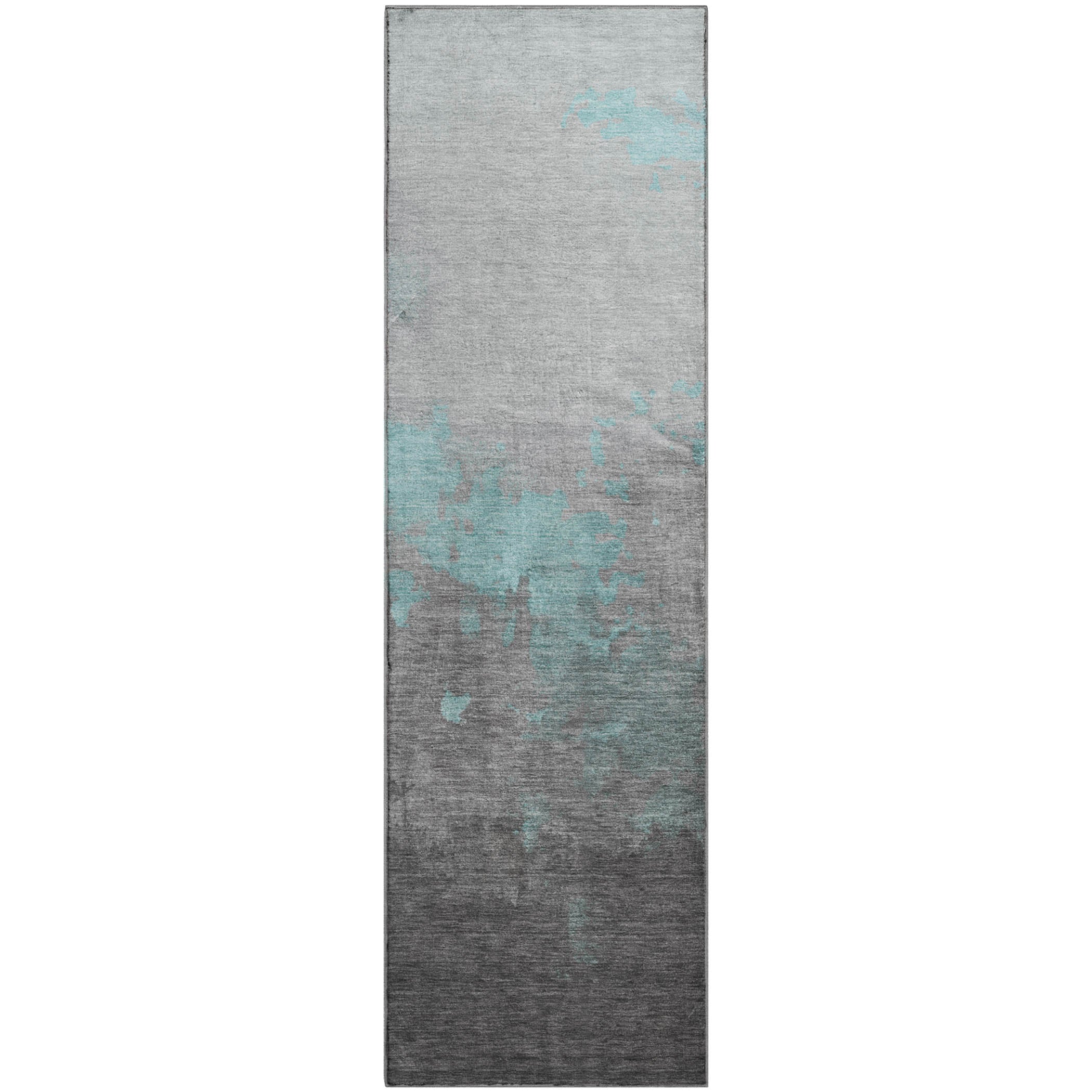Cartagena Machine Washable Transitional Teal Rug 2'3" x 7'6" #shape_Runner