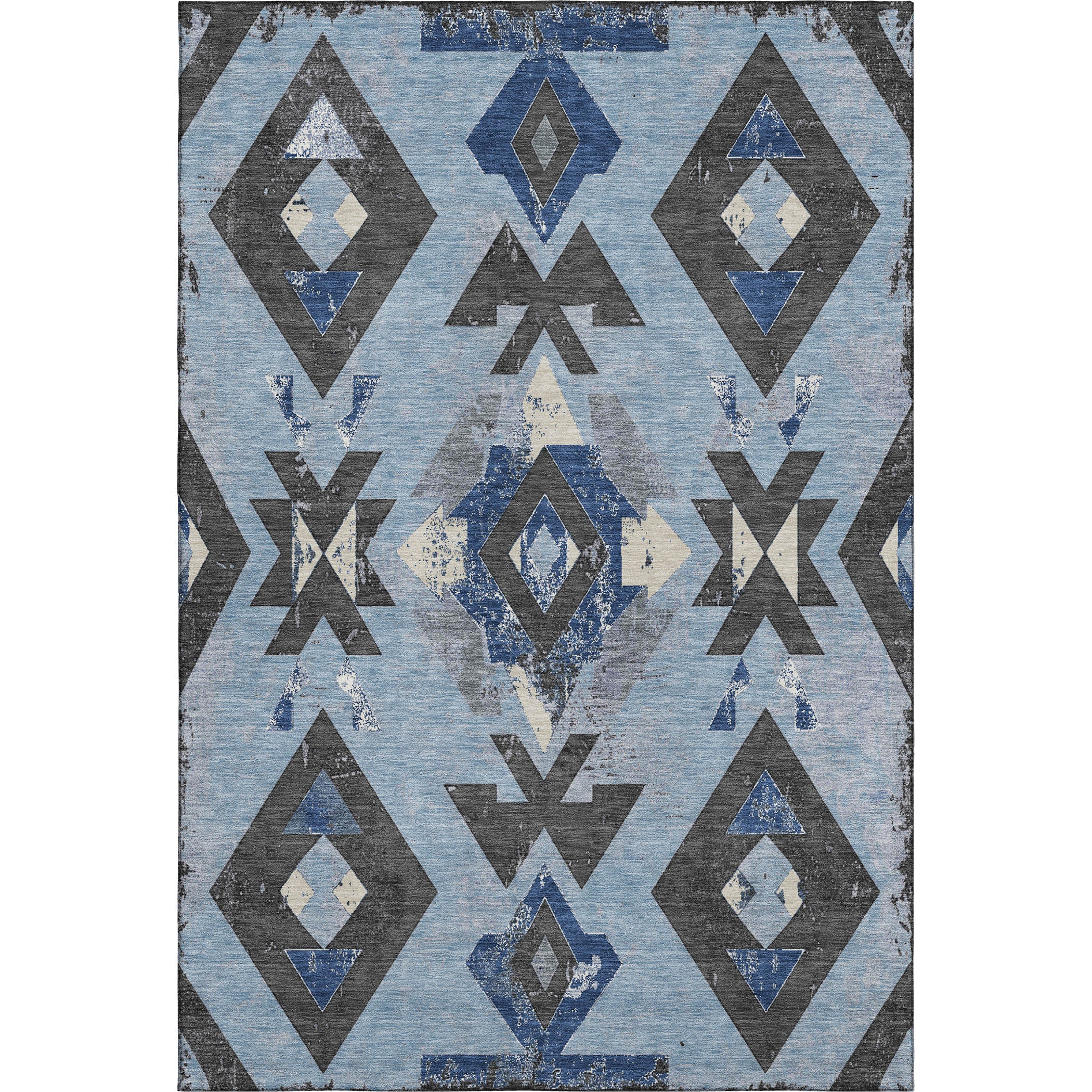 Mostar Machine Washable Transitional Blue Rug 2'6" x 3'10" #shape_Rectangle