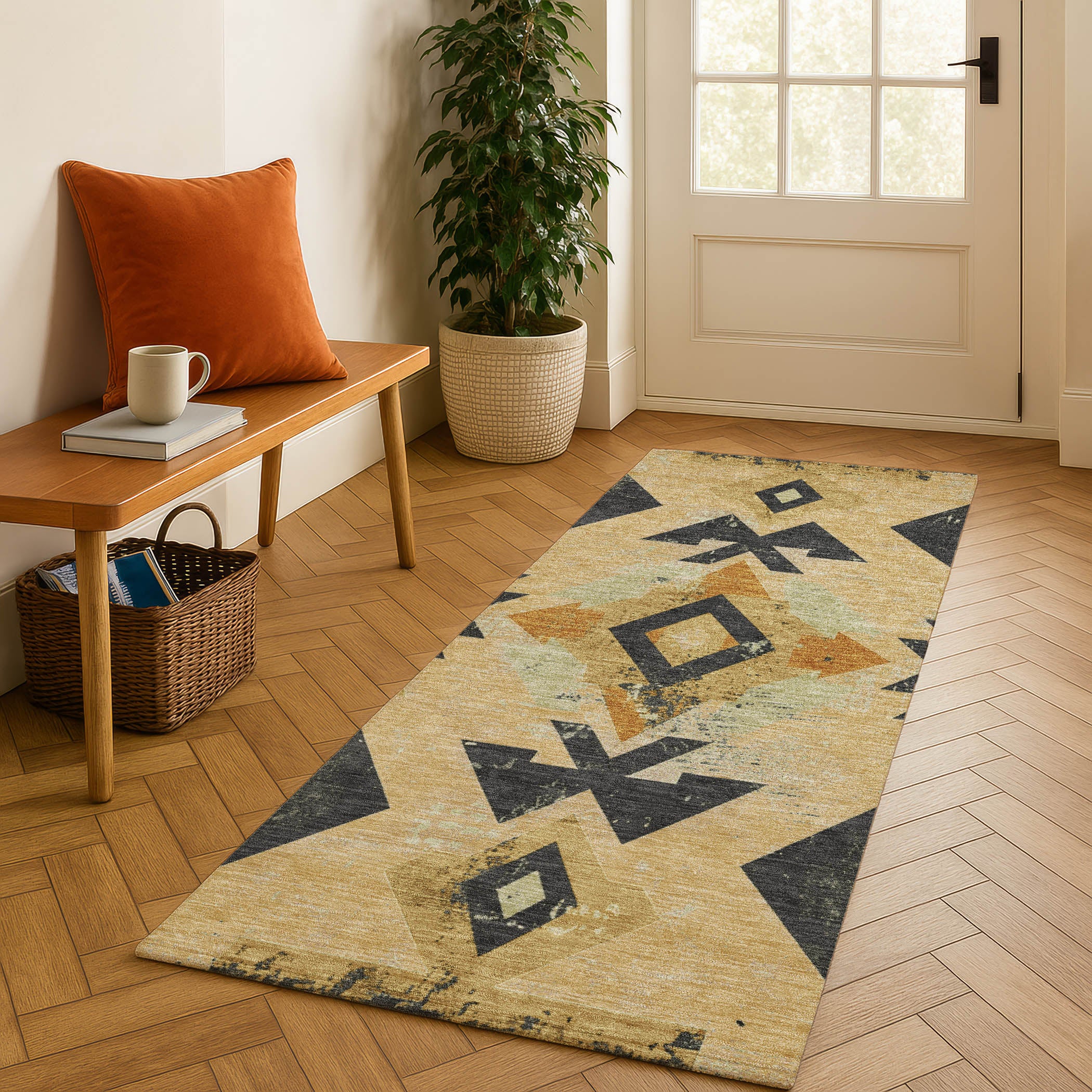 Mostar Machine Washable Transitional Gold Rug 2'3" x 7'6" #shape_Runner