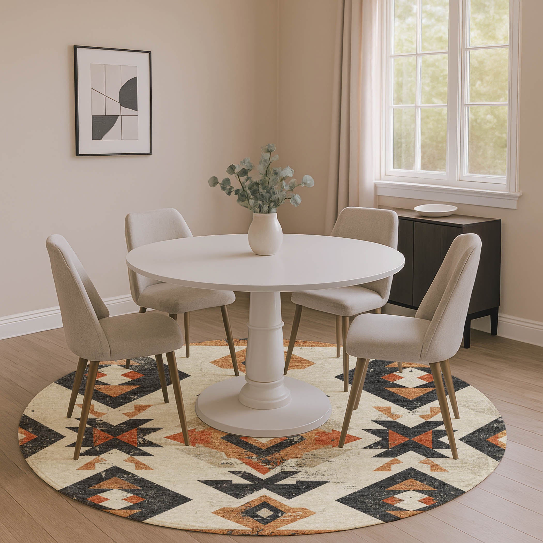 Mostar Machine Washable Transitional Ivory Rug 8' x 8' #shape_Round