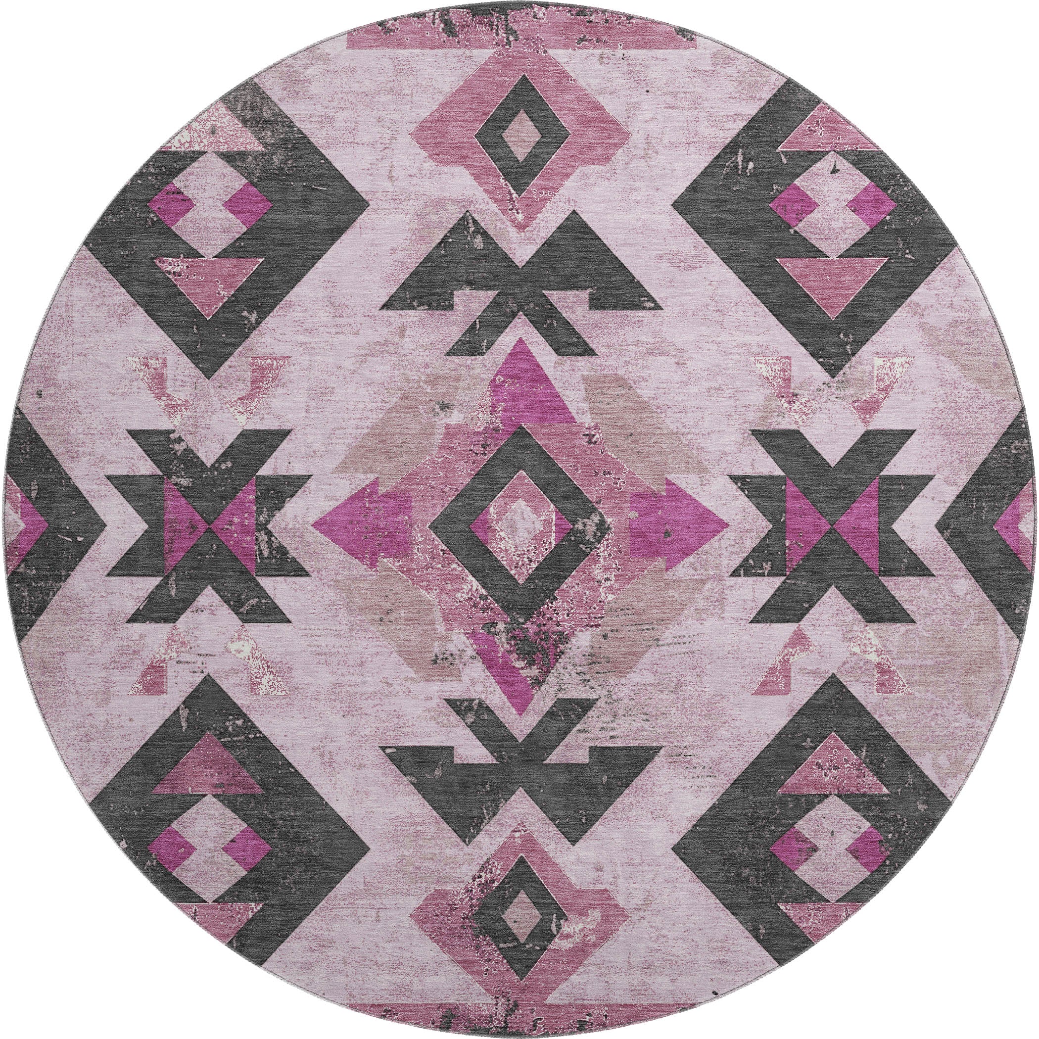 Mostar Machine Washable Transitional Pink Rug 8' x 8' #shape_Round