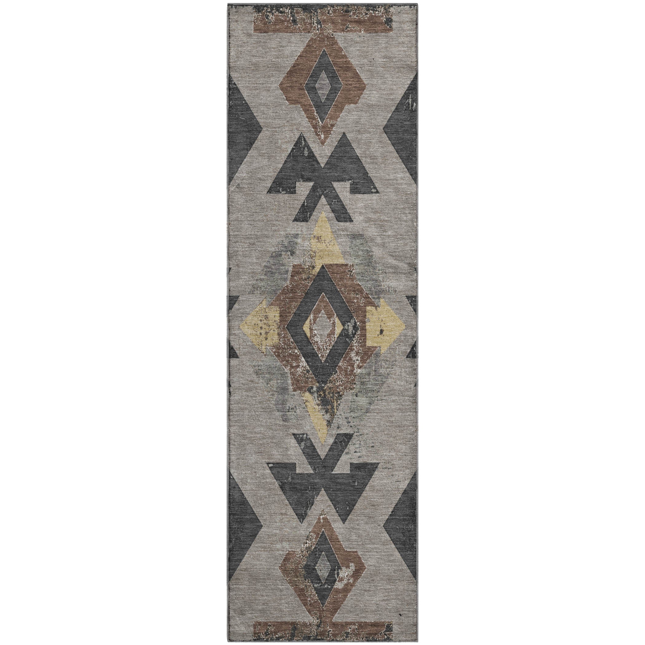 Mostar Machine Washable Transitional Taupe Brown Rug 2'3" x 7'6" #shape_Runner