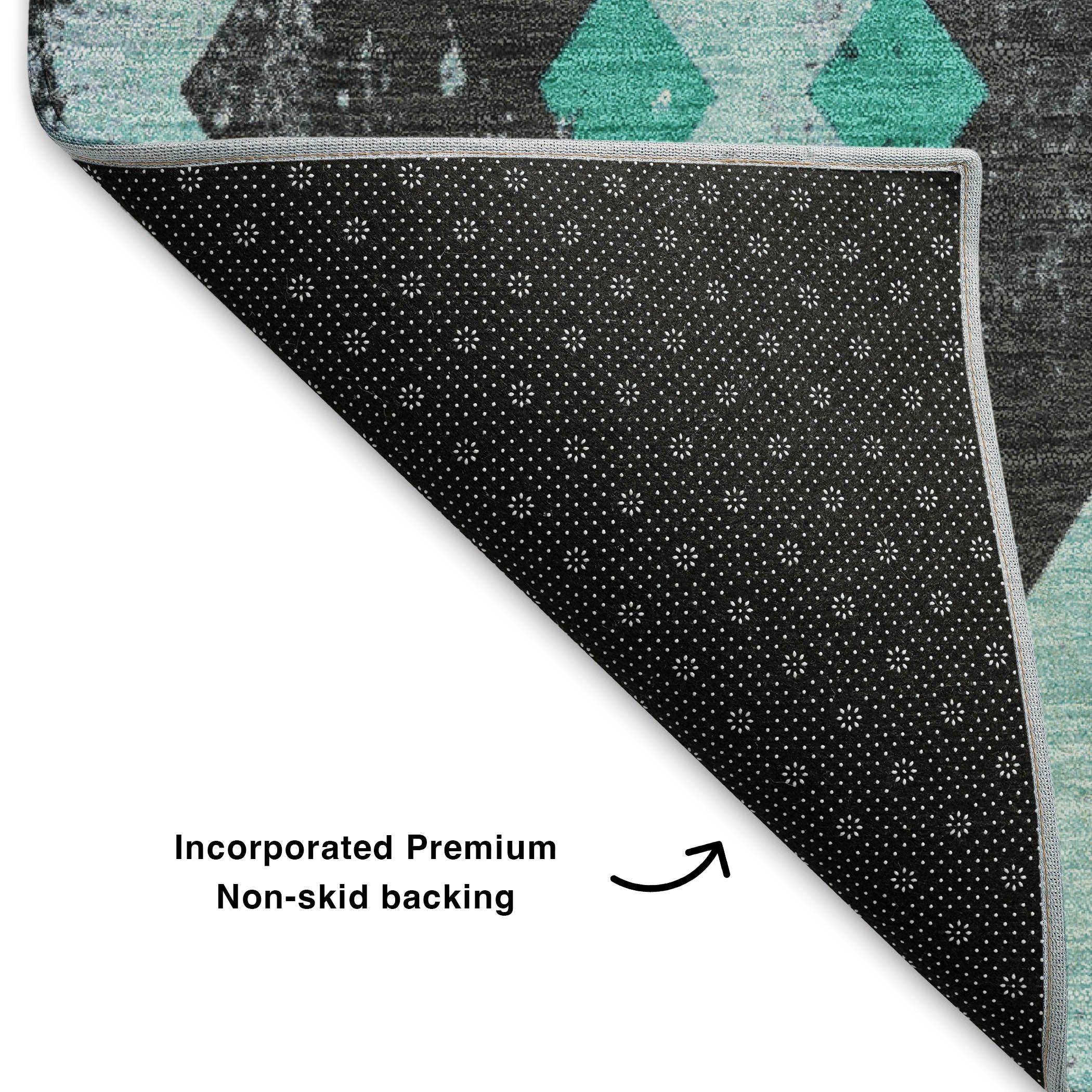 Mostar Machine Washable Transitional Teal Rug 1'8" x 2'6" #shape_Rectangle