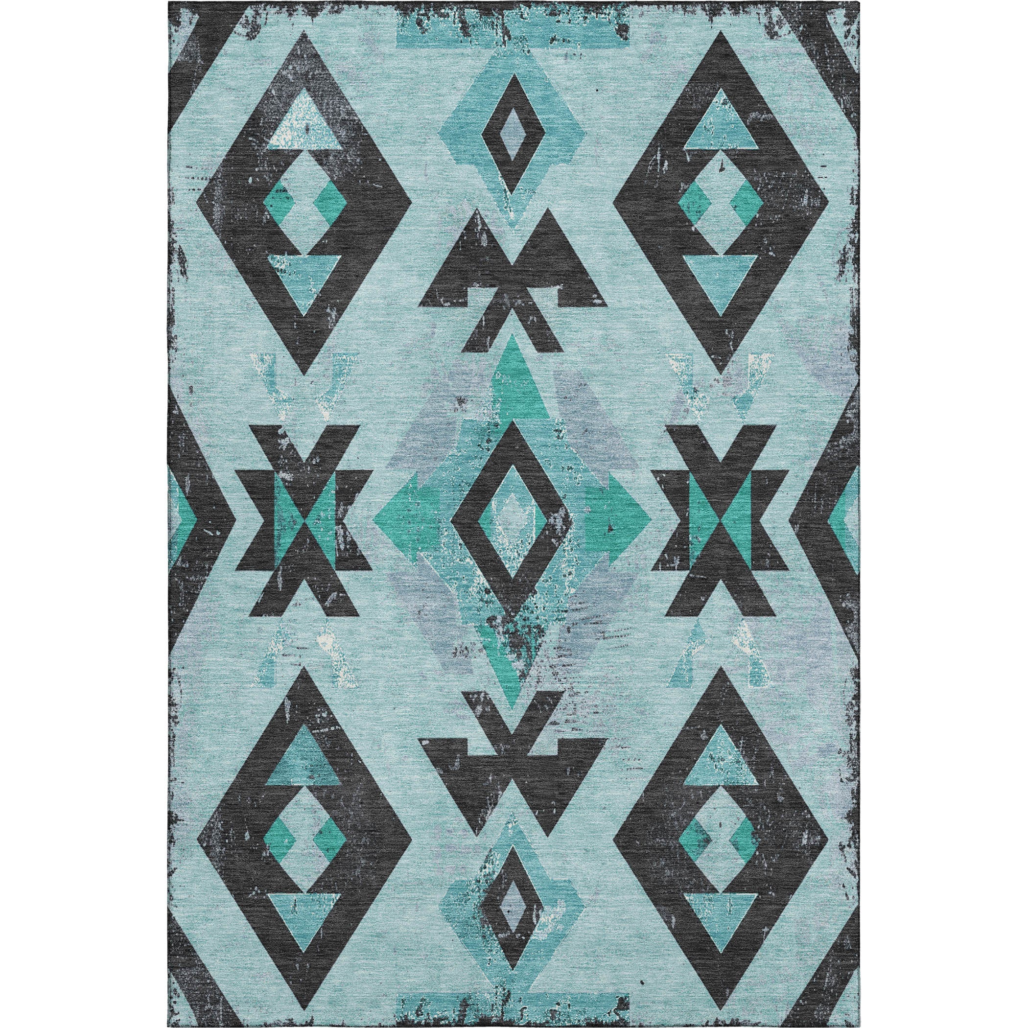 Mostar Machine Washable Transitional Teal Rug 2'6" x 3'10" #shape_Rectangle