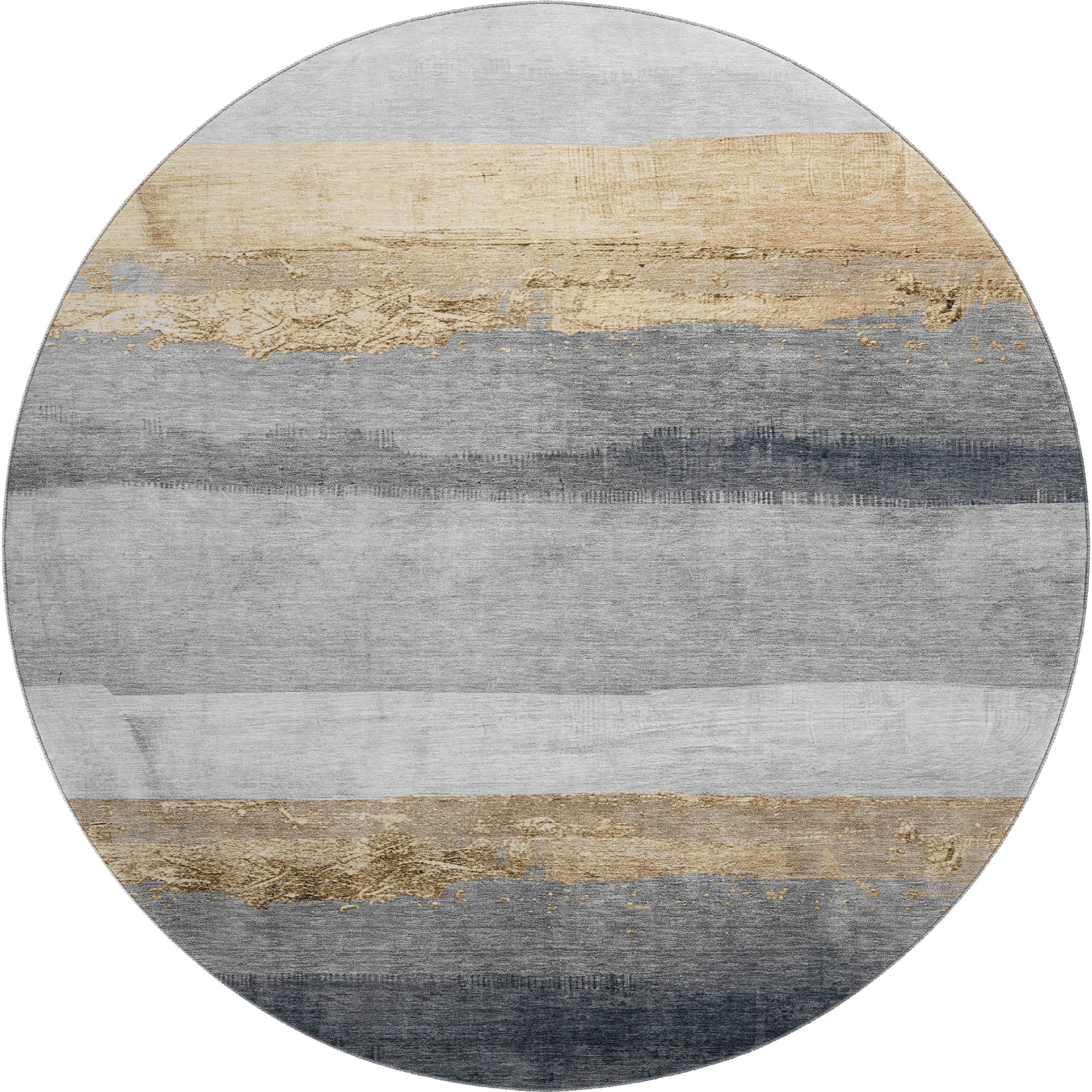 Nairobi Machine Washable Transitional Gold Rug 8' x 8' #shape_Round