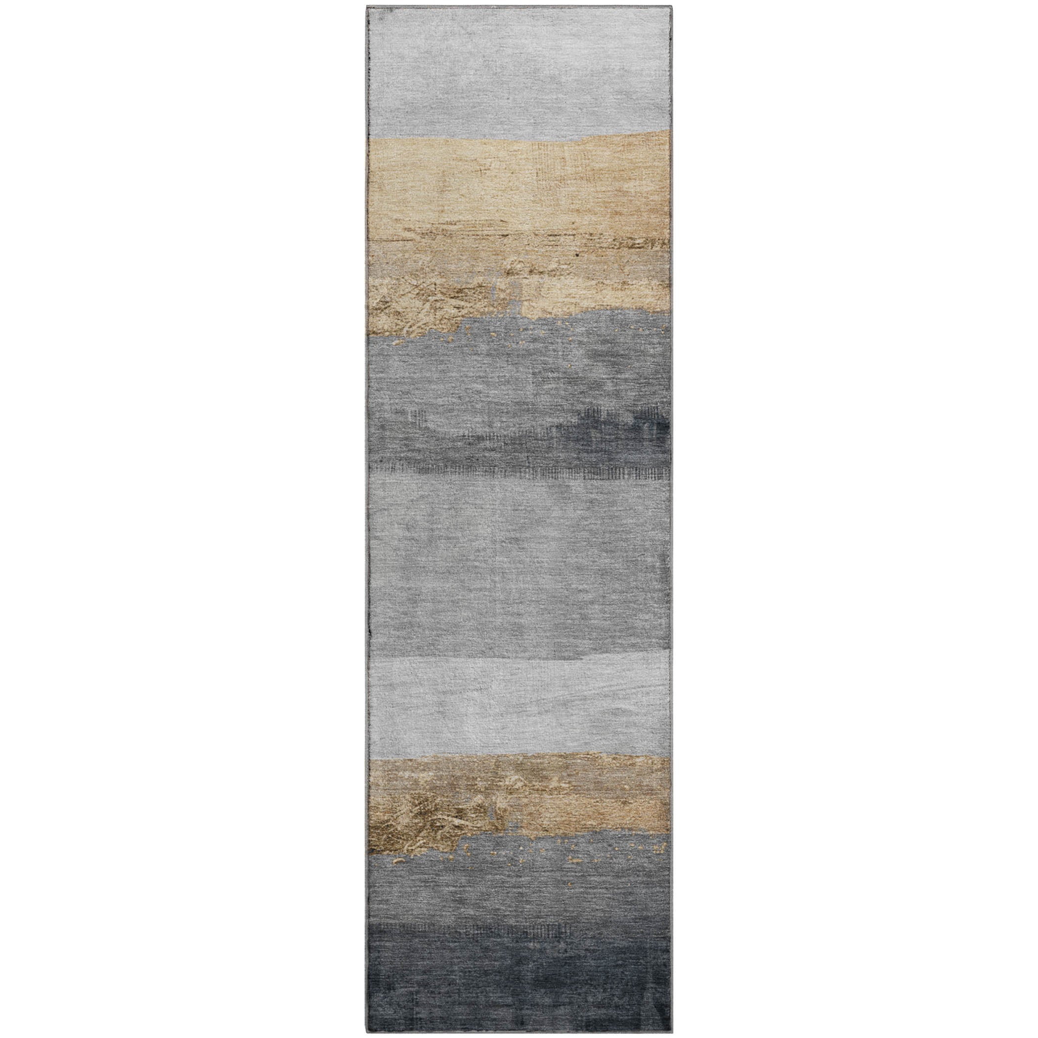 Nairobi Machine Washable Transitional Gold Rug 2'3" x 7'6" #shape_Runner
