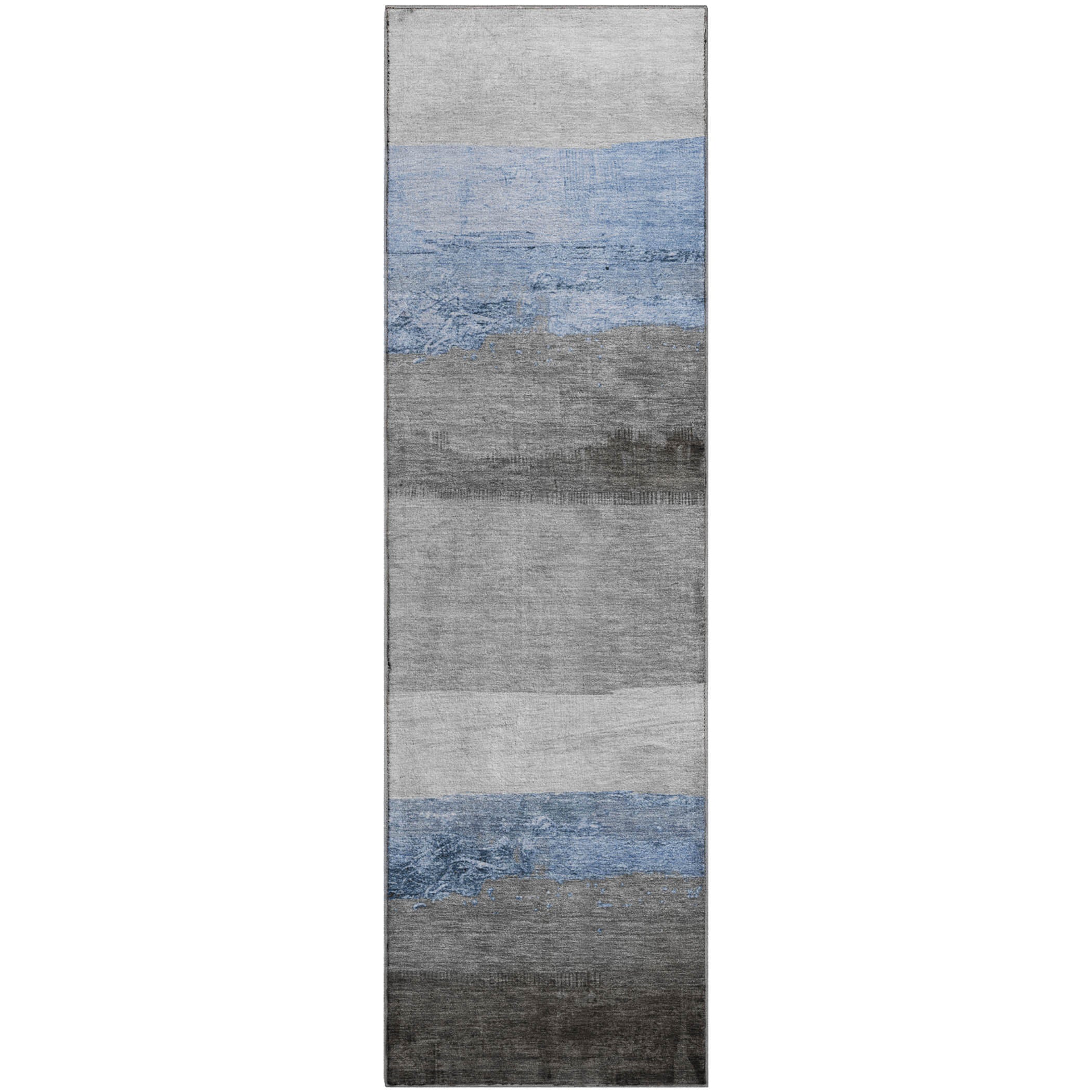 Nairobi Machine Washable Transitional Sky Blue Rug 2'3" x 7'6" #shape_Runner