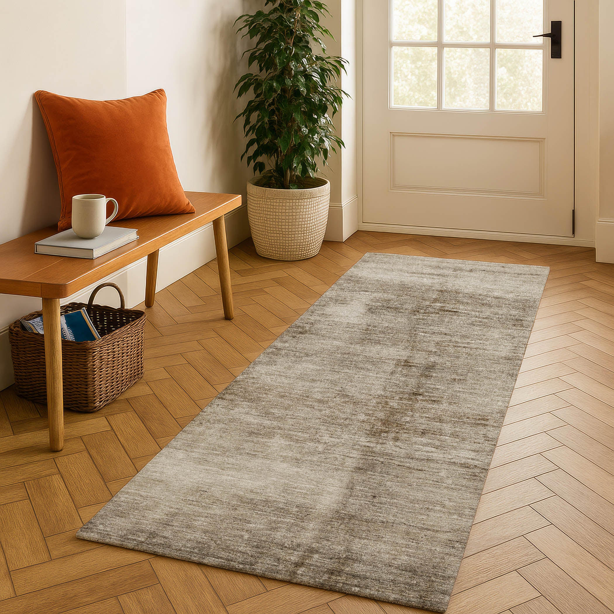 Cairo Machine Washable Transitional Beige Brown Rug 2'3" x 7'6" #shape_Runner