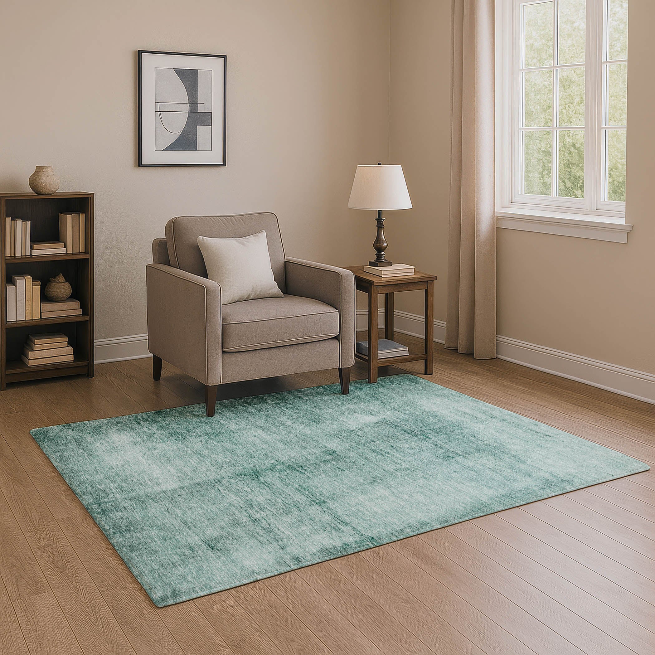 Cairo Machine Washable Transitional Teal Rug 2'6" x 3'10" #shape_Rectangle