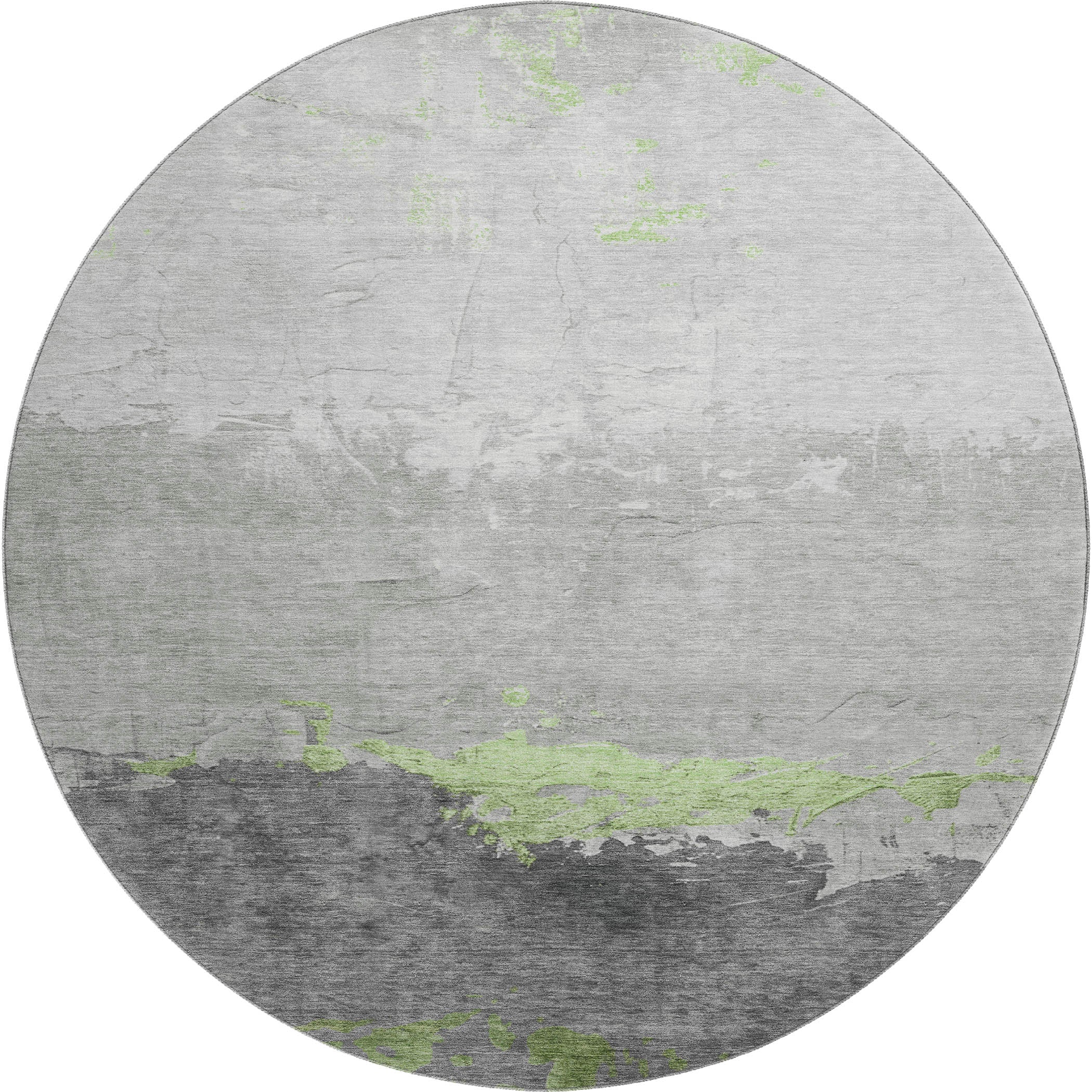 Zanzibar Machine Washable Transitional Aloe Green Rug 8' x 8' #shape_Round