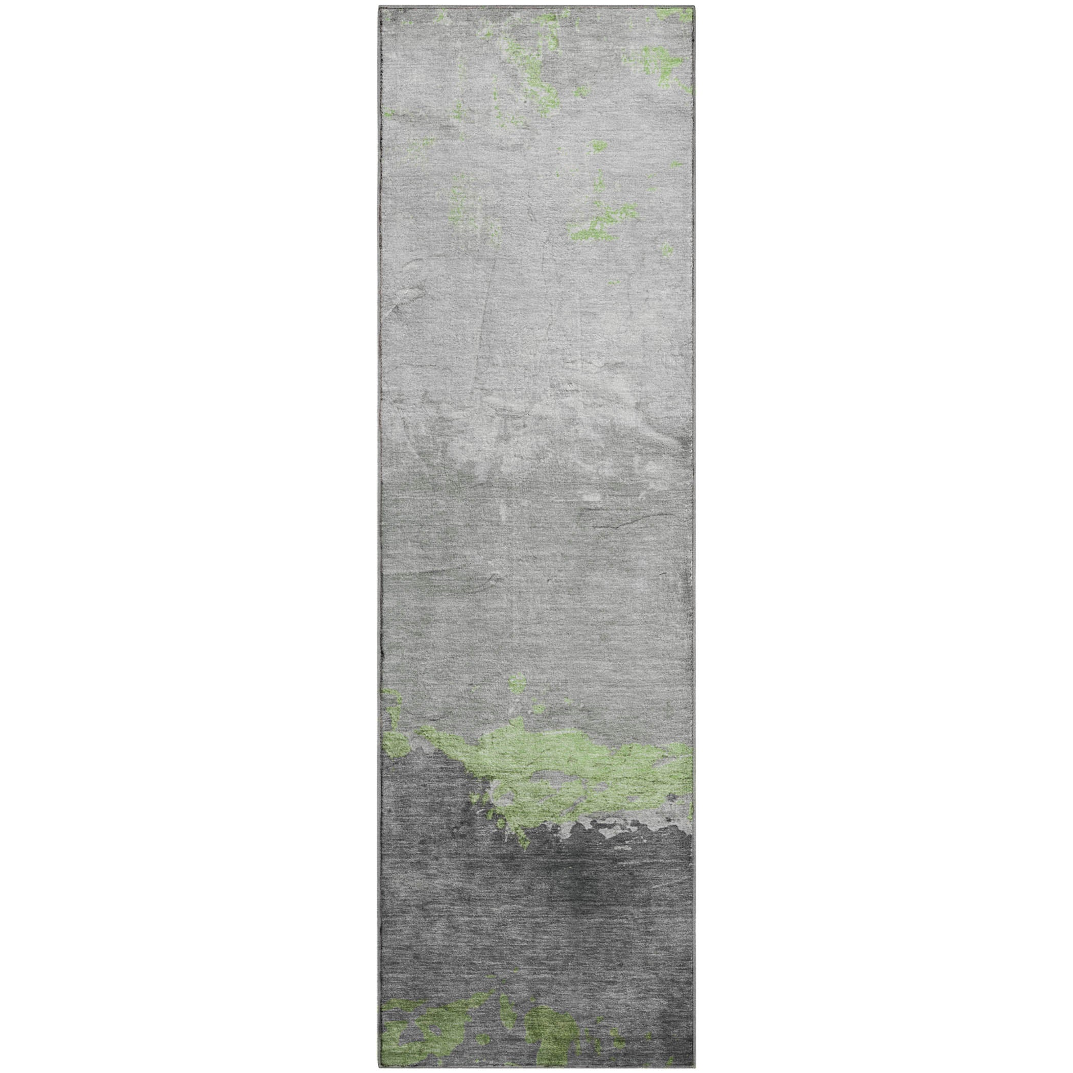 Zanzibar Machine Washable Transitional Aloe Green Rug 2'3" x 7'6" #shape_Runner