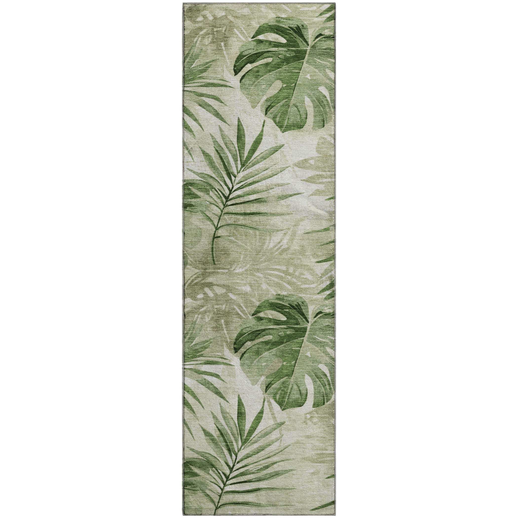 Florence Machine Washable Transitional Aloe Green Rug 2'3" x 7'6" #shape_Runner
