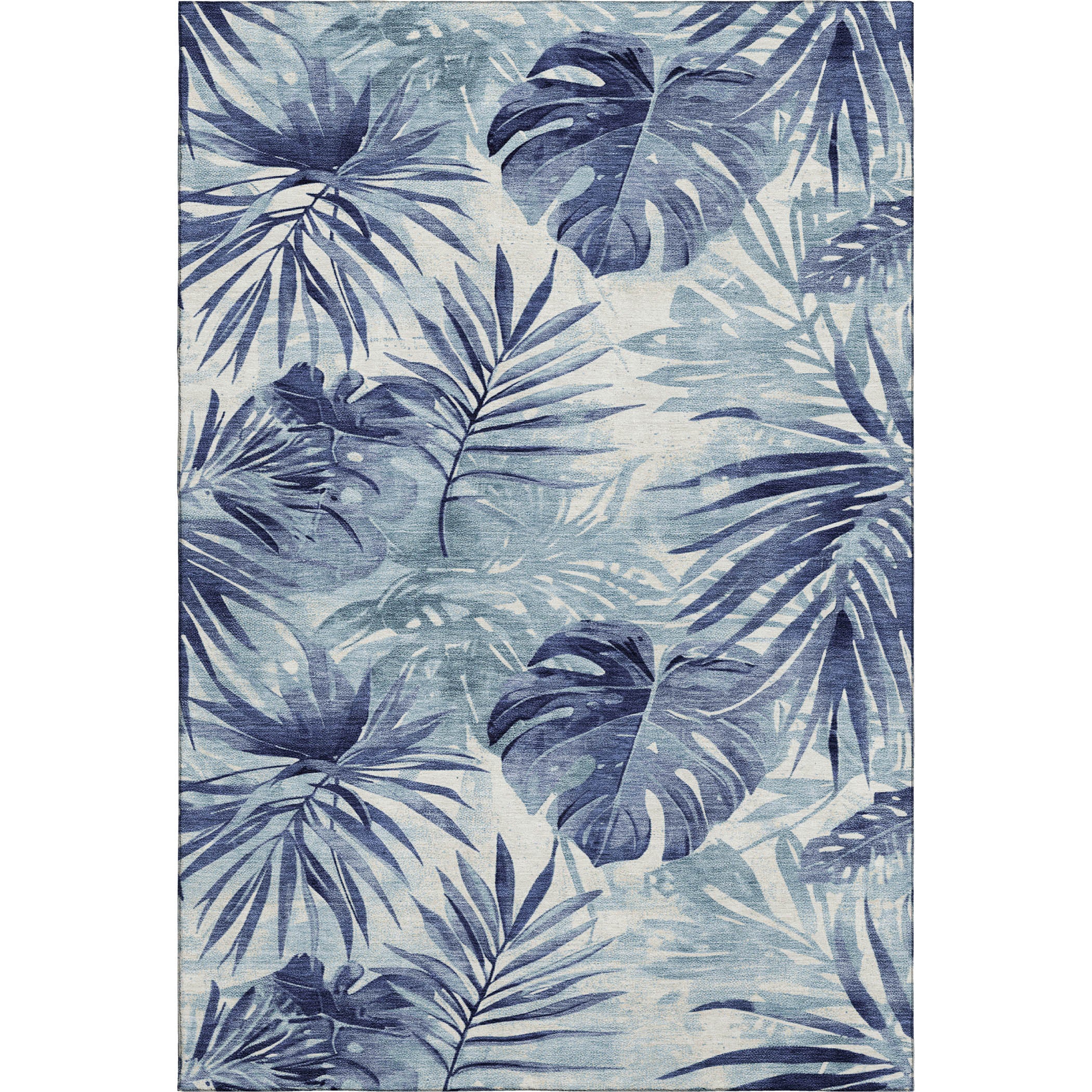 Florence Machine Washable Transitional Blue Rug 2'6" x 3'10" #shape_Rectangle