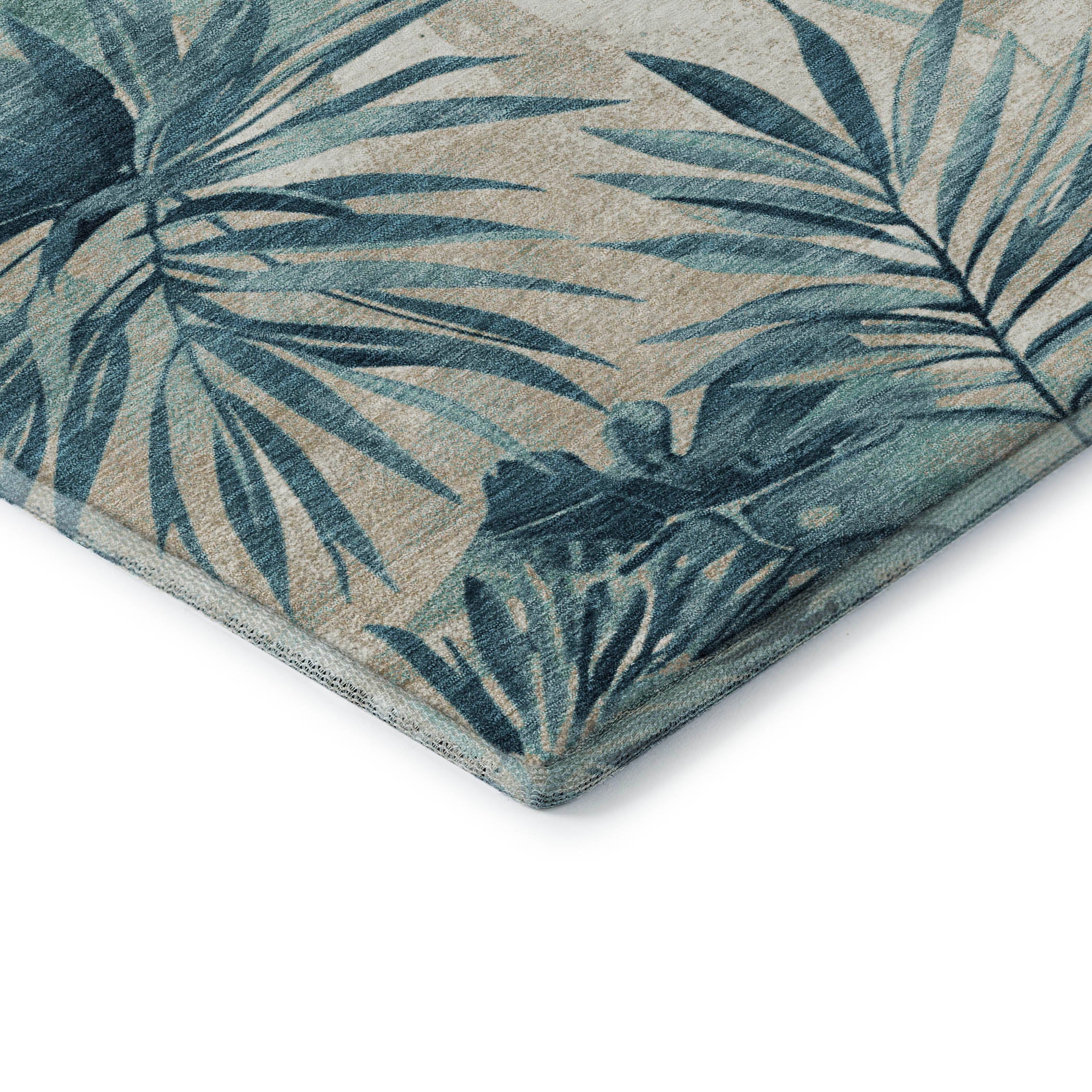 Florence Machine Washable Transitional Teal Rug 1'8" x 2'6" #shape_Rectangle