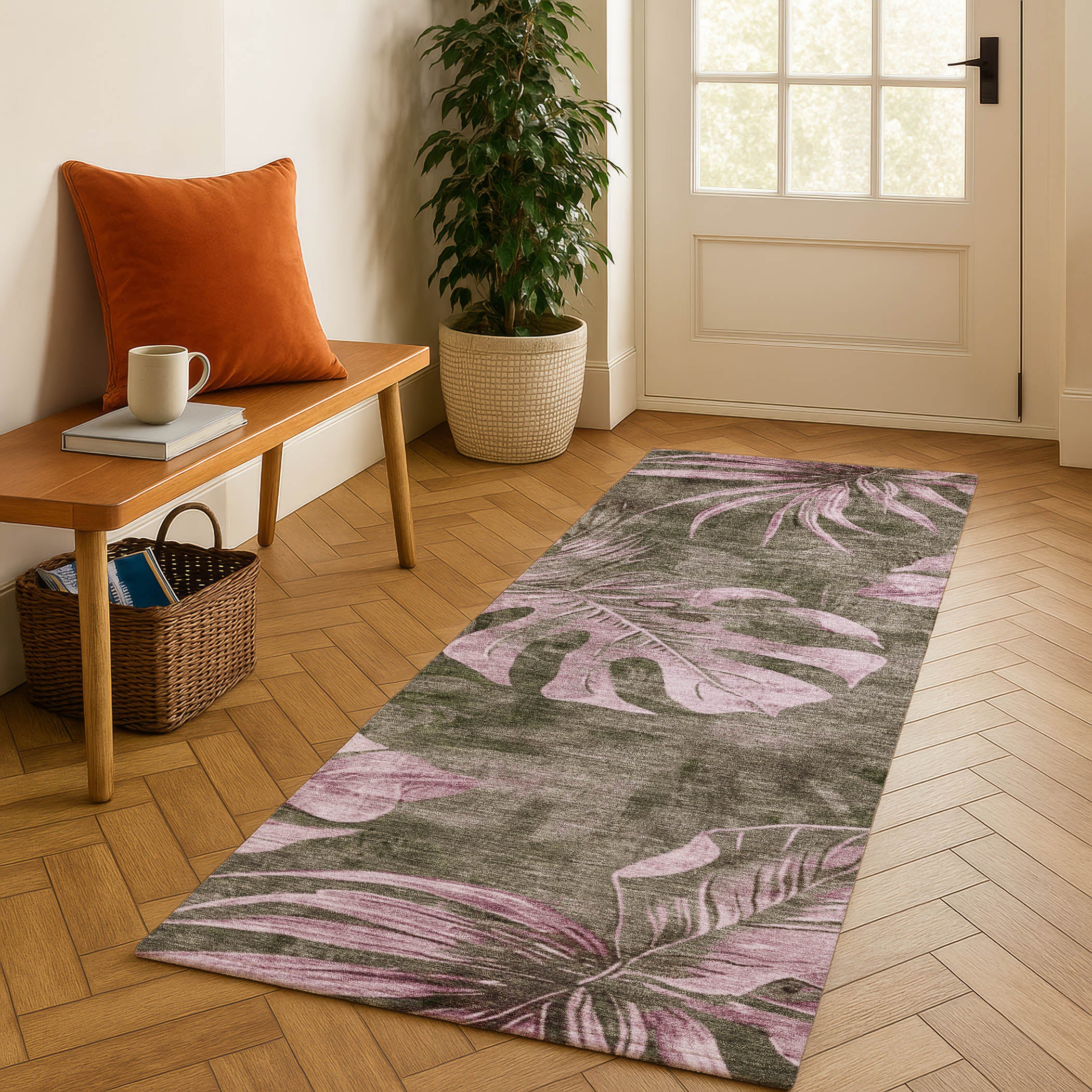 Tbilisi Machine Washable Transitional Brown Rug 2'3" x 7'6" #shape_Runner