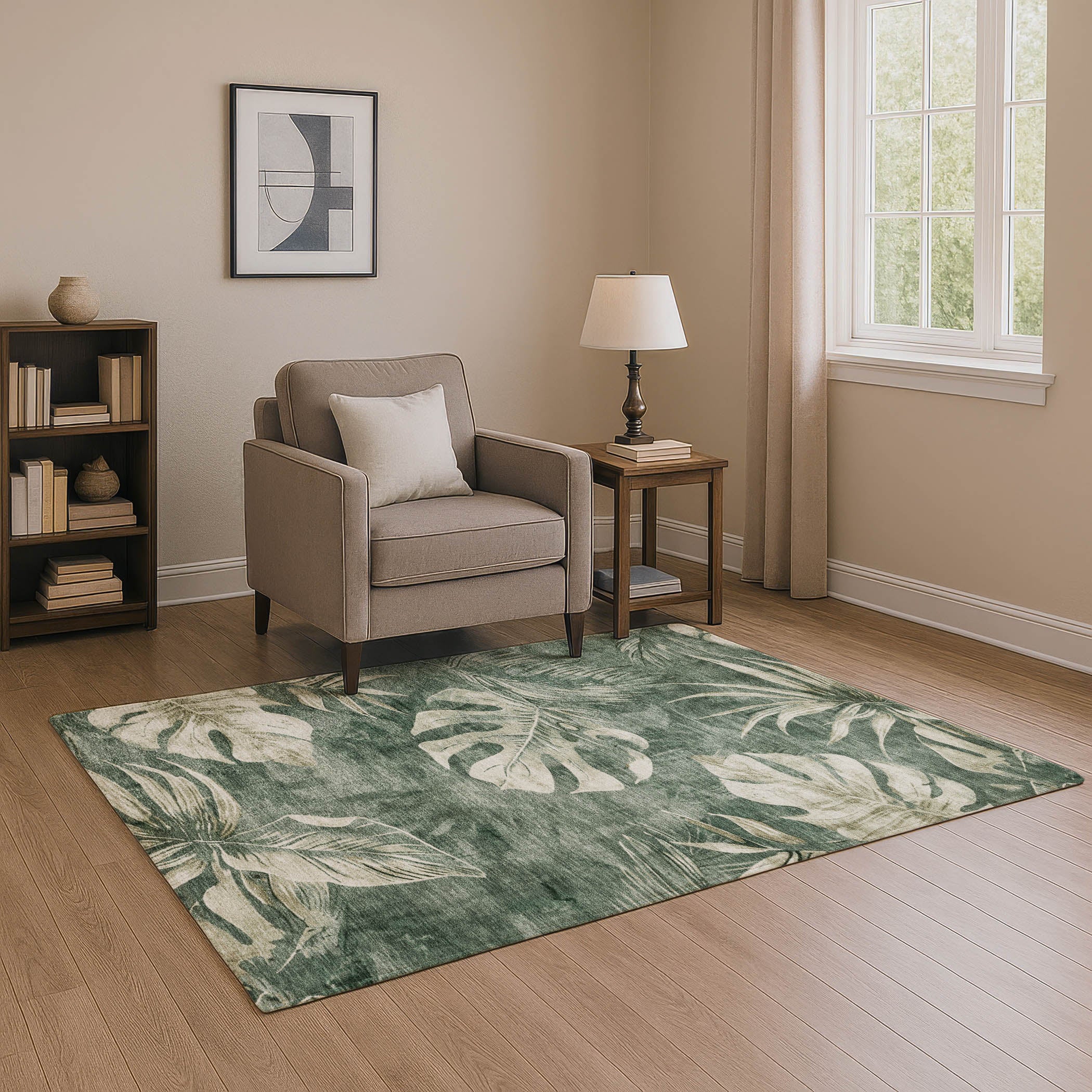 Tbilisi Machine Washable Transitional Fern Green Rug 2'6" x 3'10" #shape_Rectangle