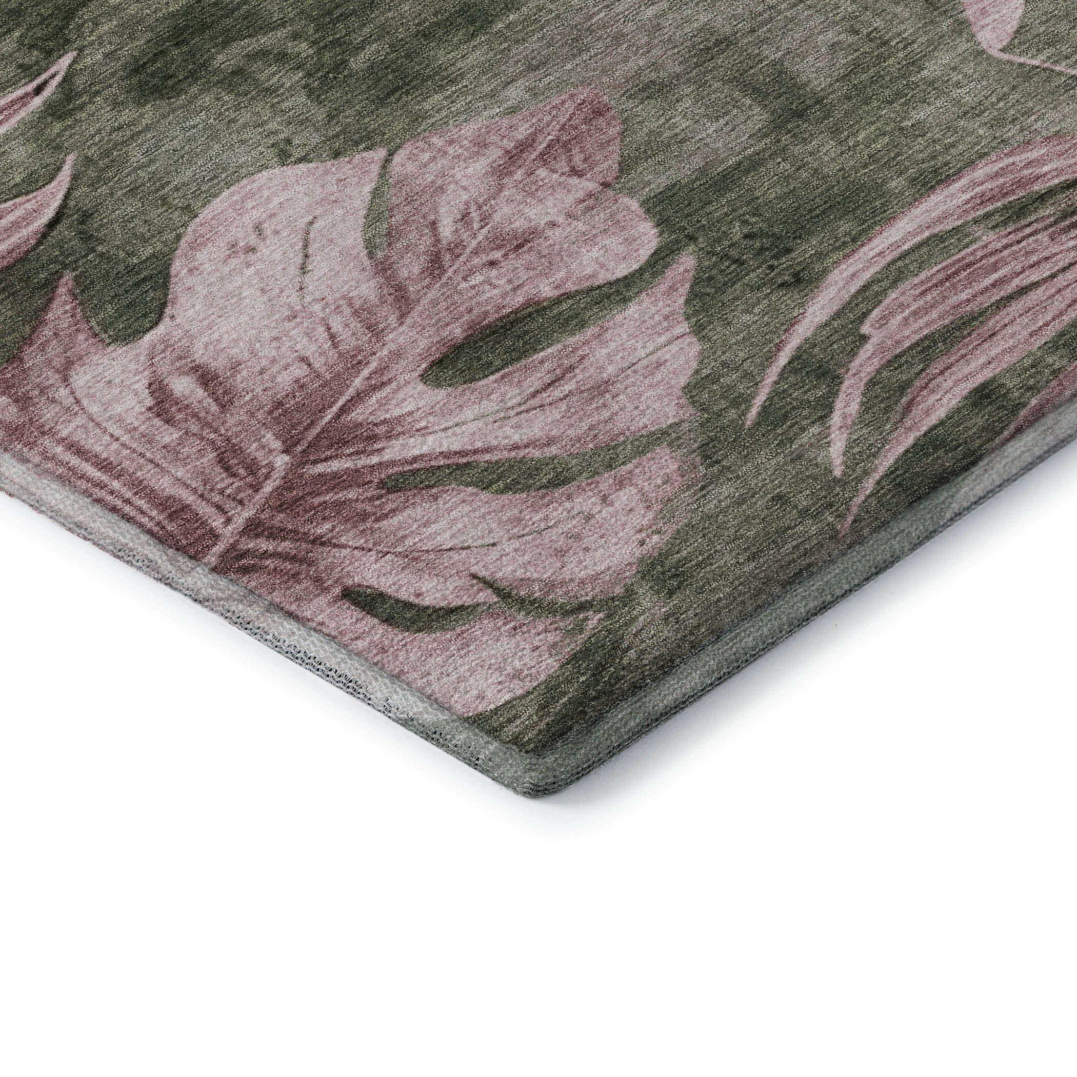 Tbilisi Machine Washable Transitional Olive Green Rug 1'8" x 2'6" #shape_Rectangle