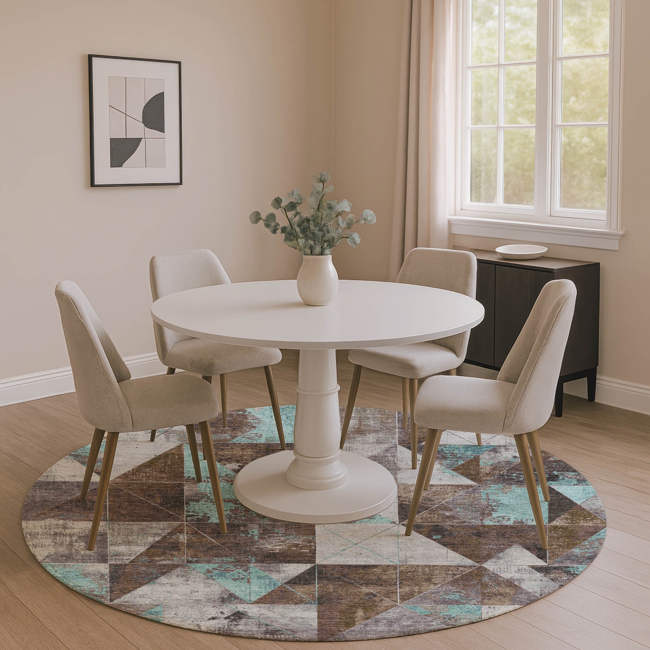 Lucerne Machine Washable Transitional Chocolate Brown Rug 8' x 8' #shape_Round